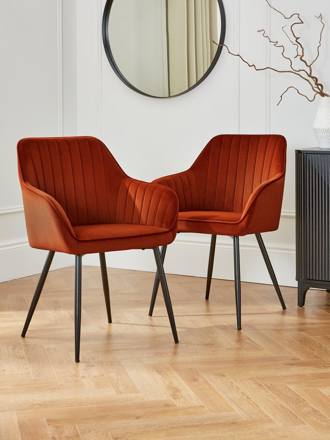 The Very Collection Alisha Pair of Fabric Dining Chairs - Rust - FSC® Certified