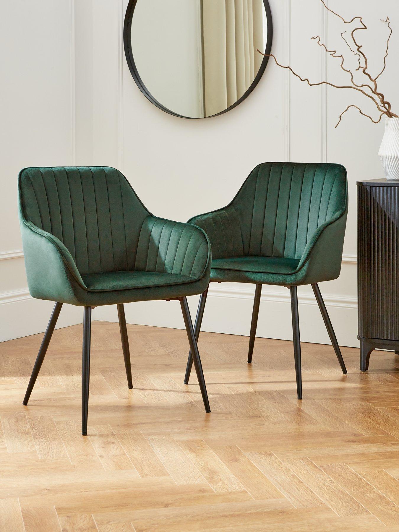 The Very Collection Alisha Pair of Fabric Dining Chairs - Green - FSC® Certified
