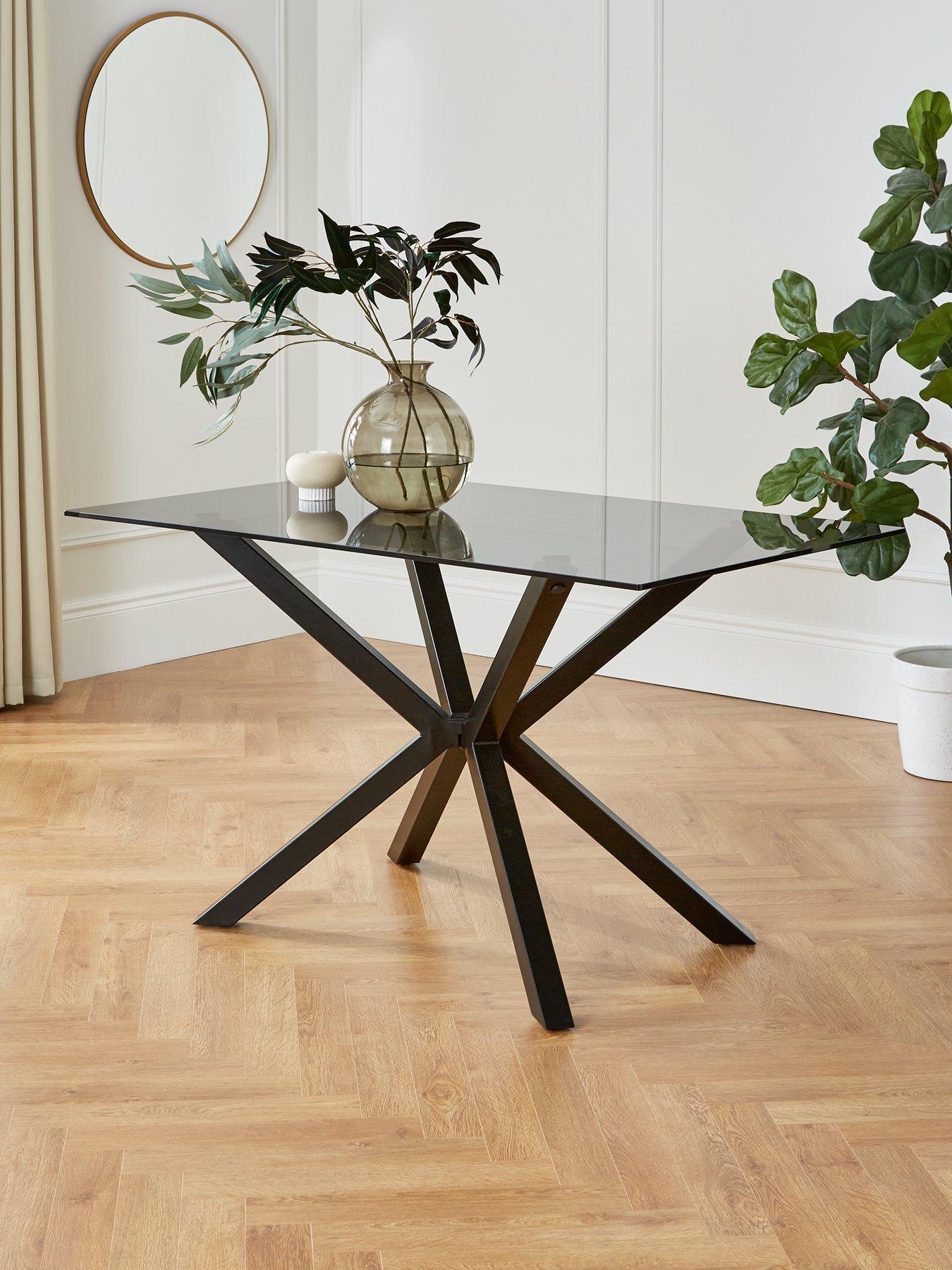 Image 1 of 7 of The Very Collection Chopstick&nbsp;130&nbsp;cm Rectangular Glass Top&nbsp;Dining Table - Black
