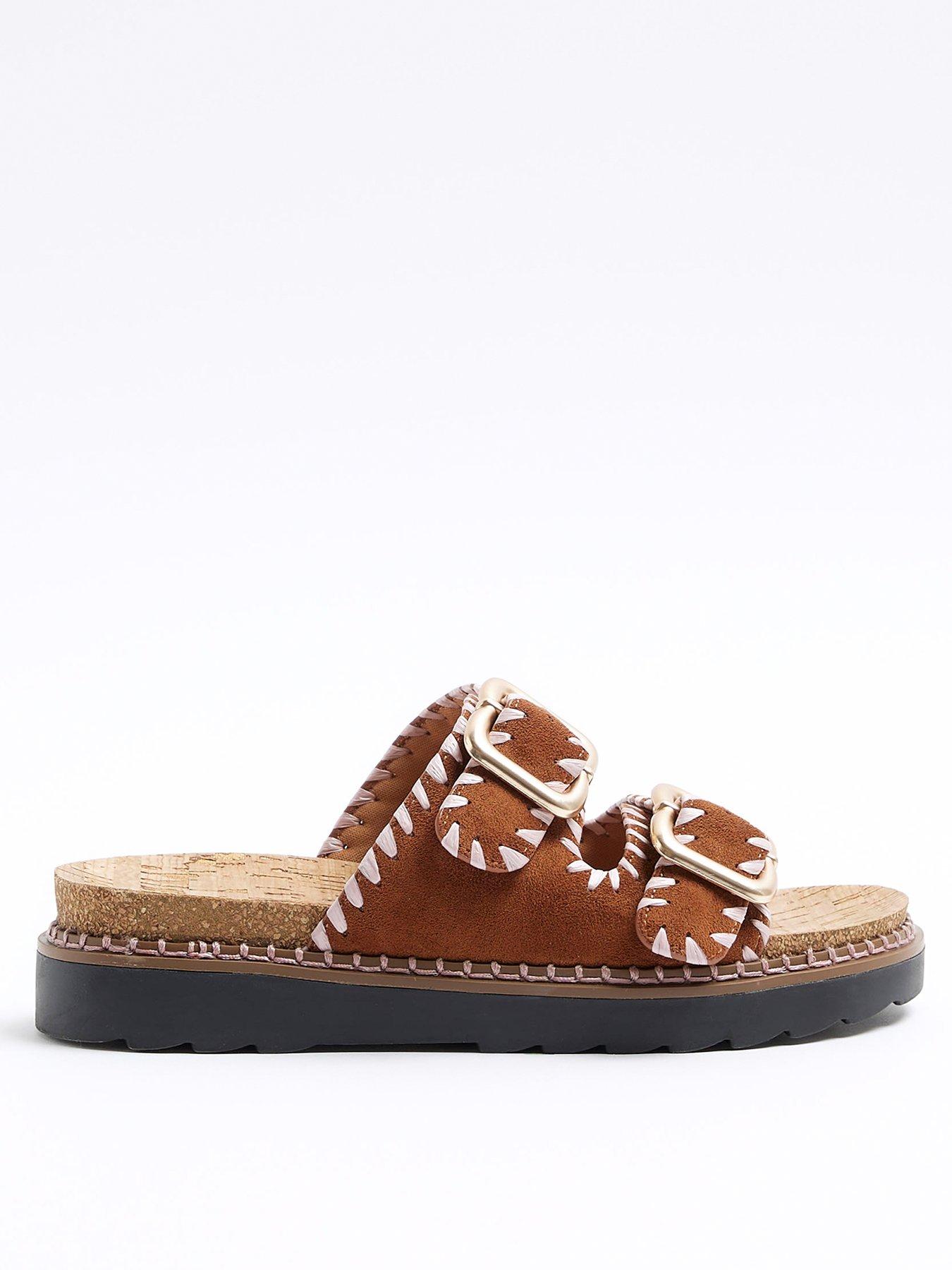 river-island-double-buckle-sandal-brown