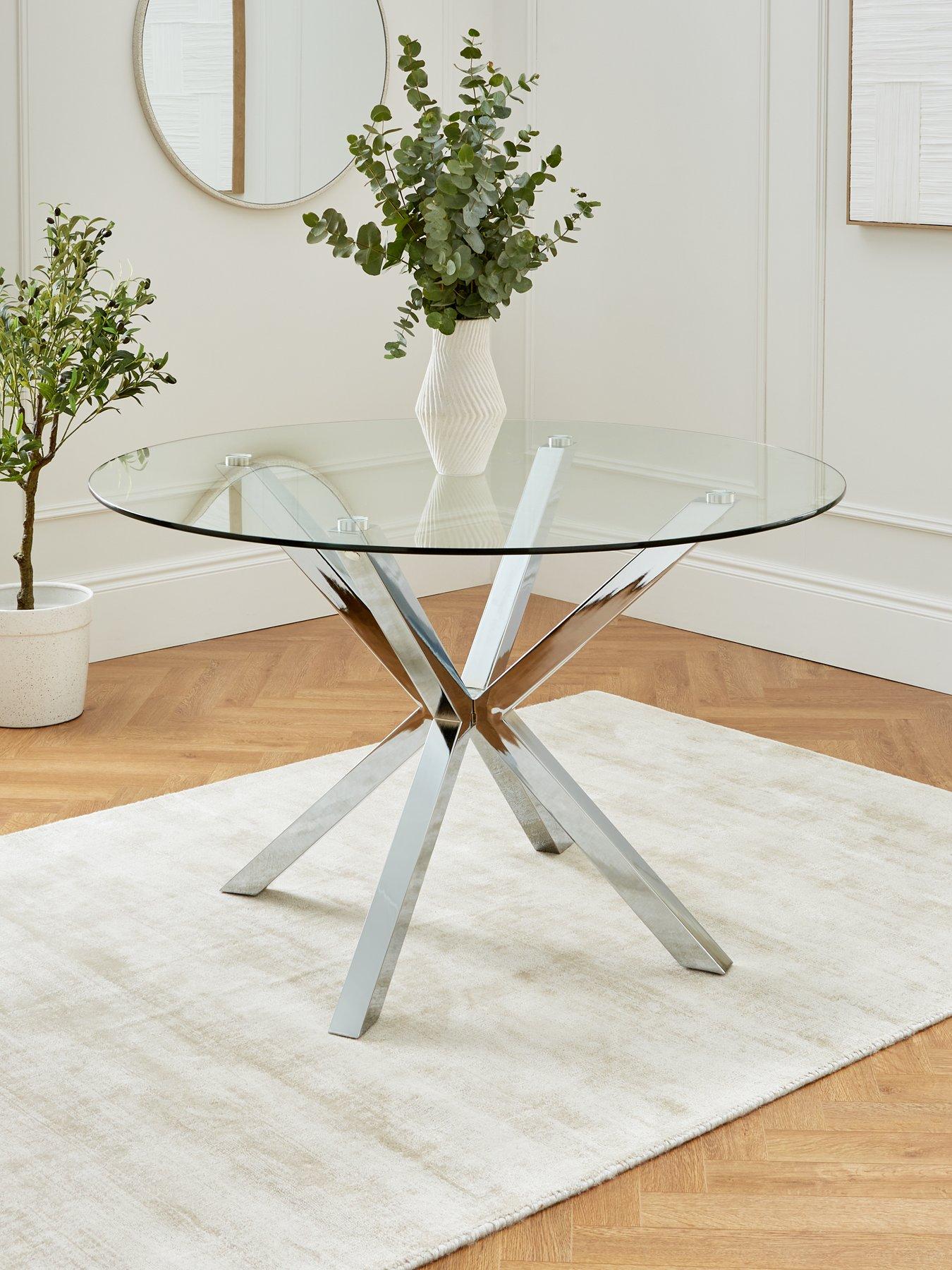 Very Home Chopstick 120 cm Round Dining Table - Chrome