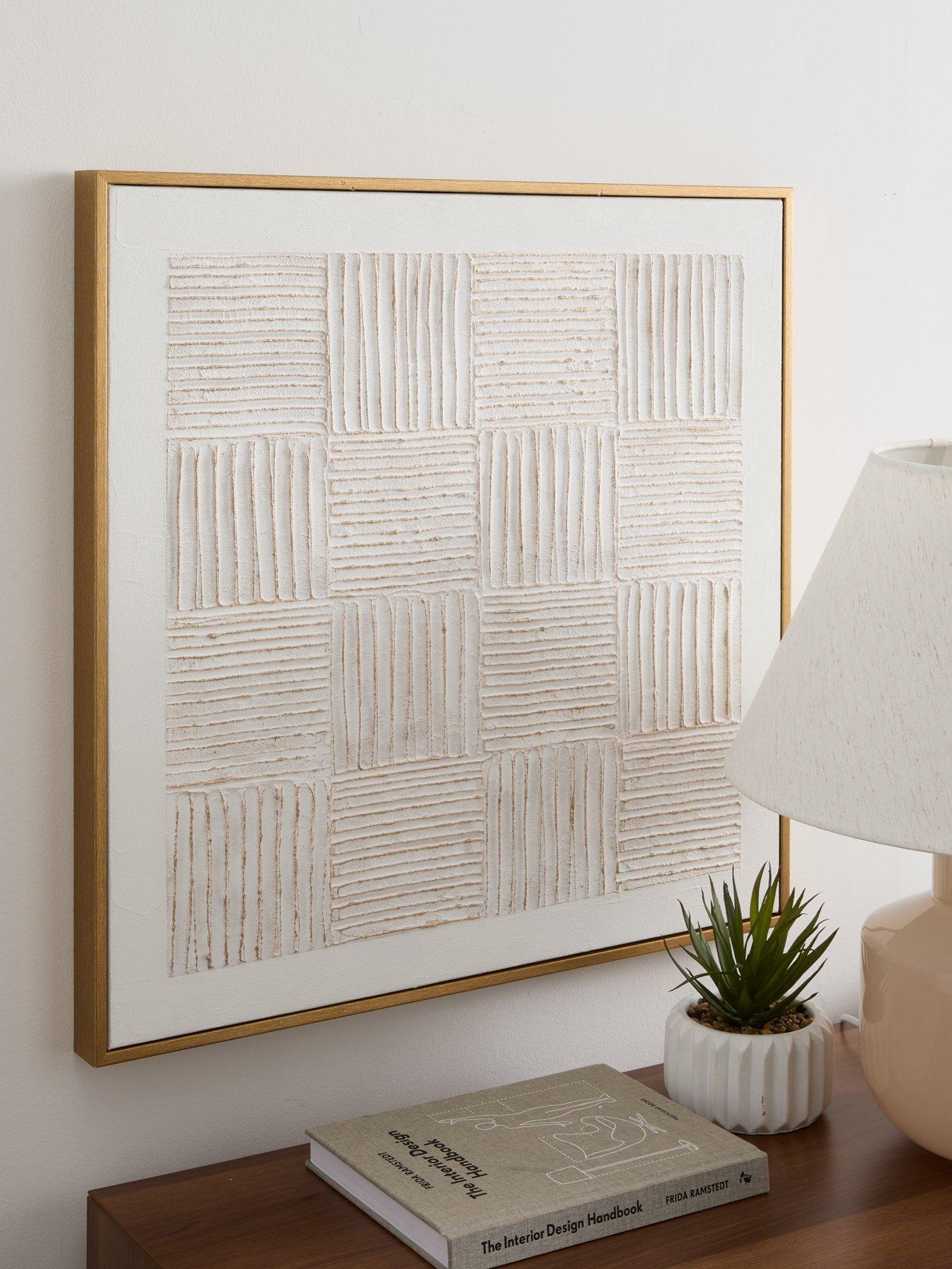  image of very-home-white-carved-squares-wall-art-60x60cm