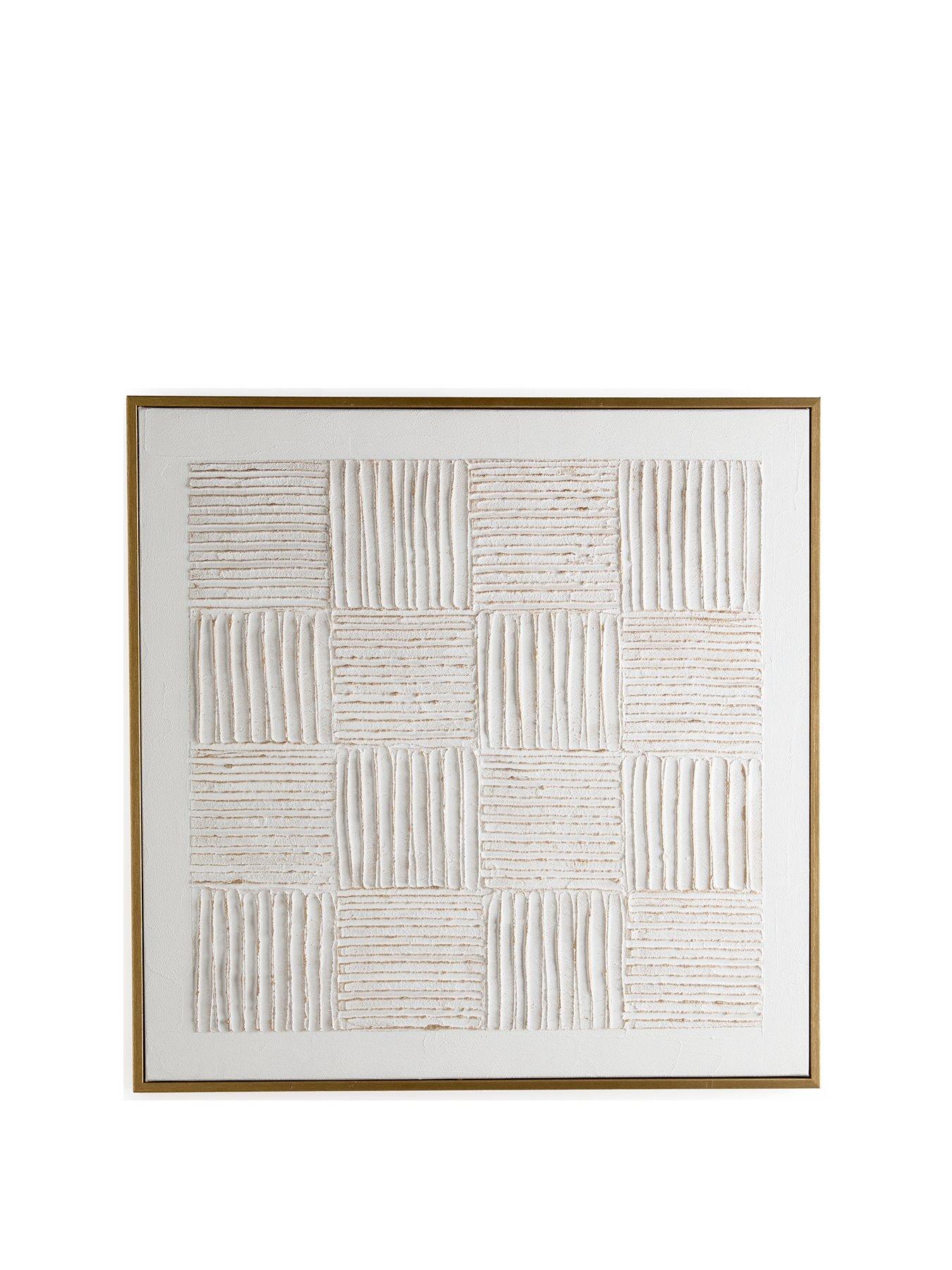  image of very-home-white-carved-squares-wall-art-60x60cm
