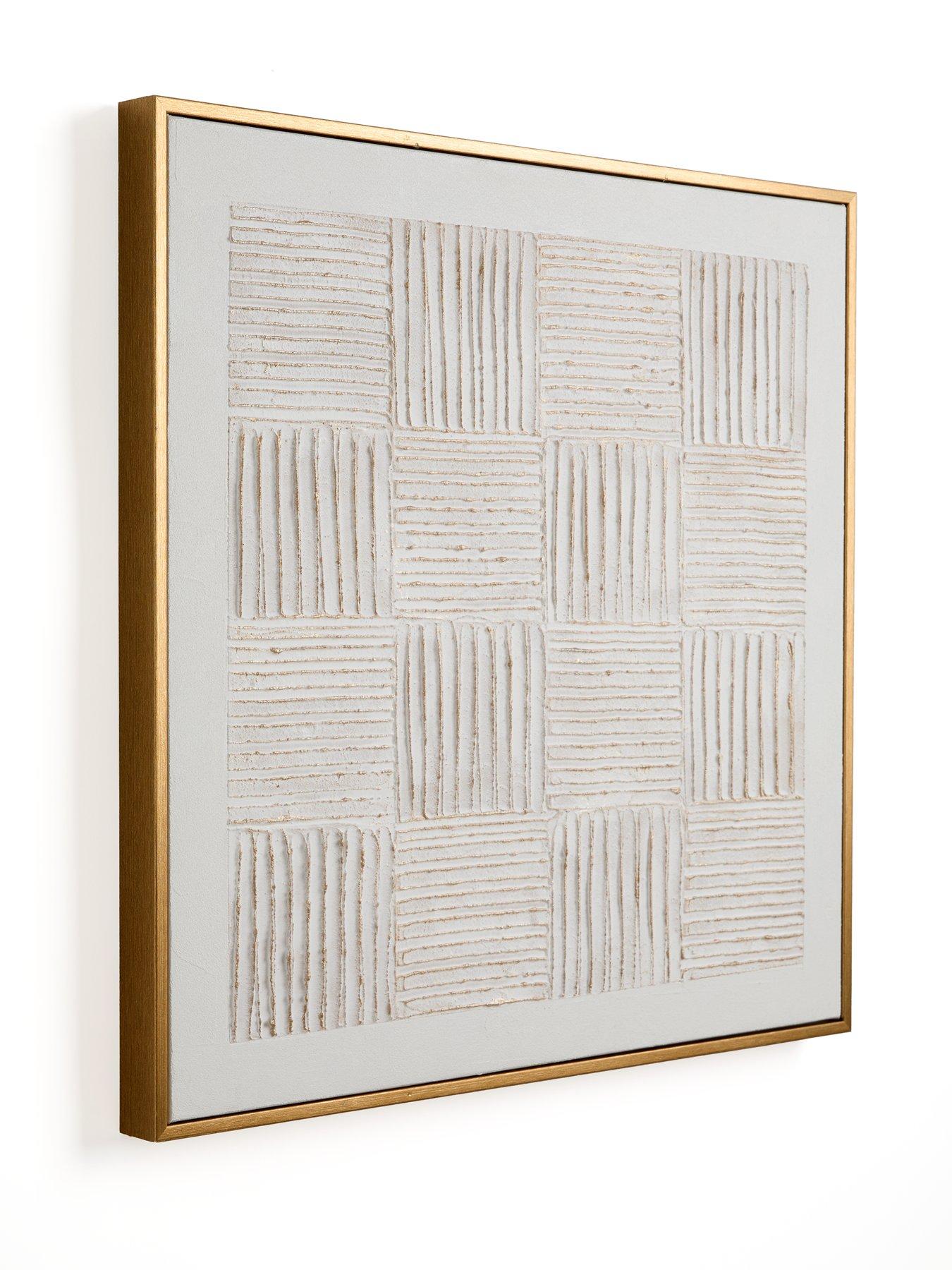  image of very-home-white-carved-squares-wall-art-60x60cm