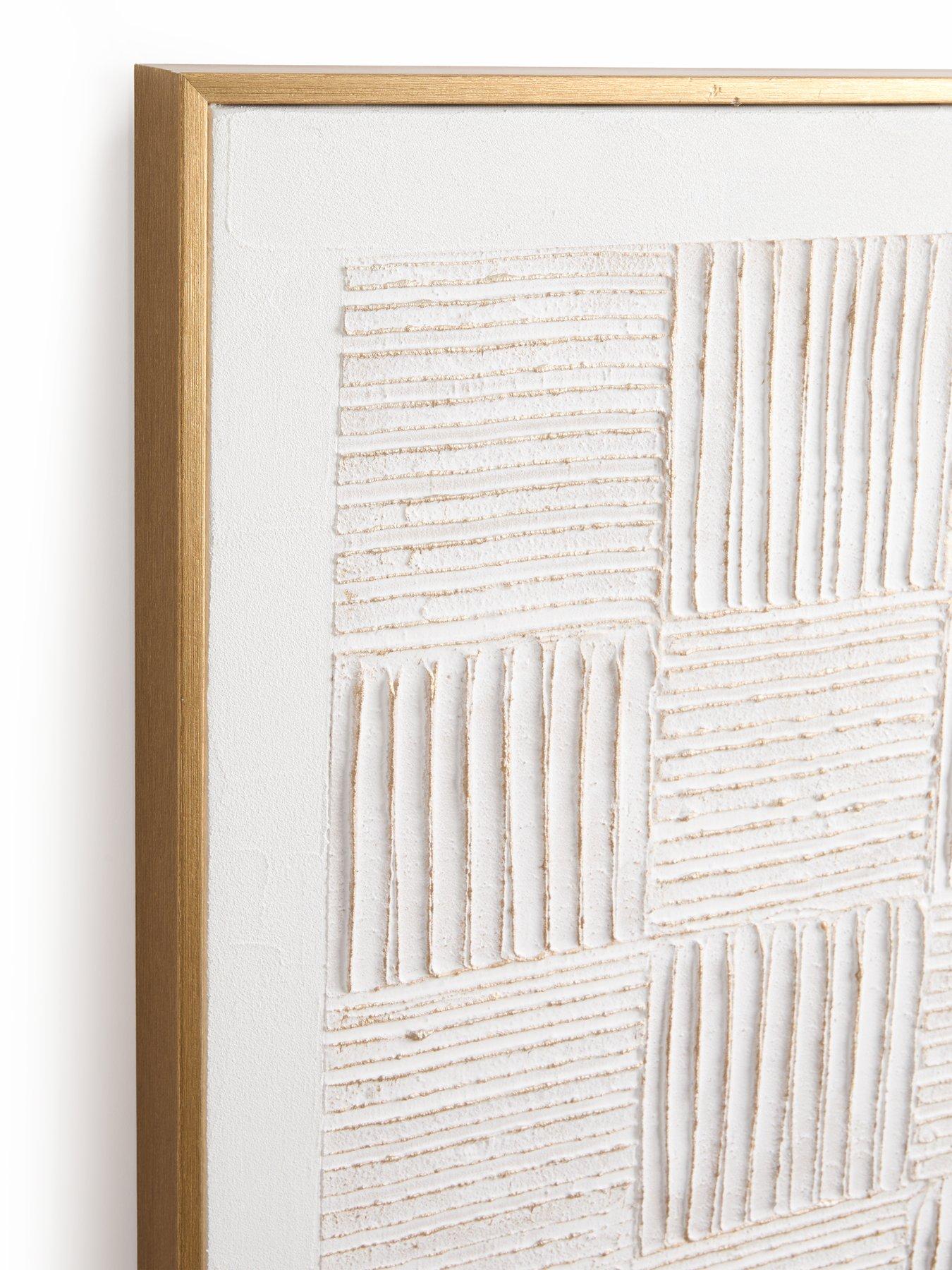  image of very-home-white-carved-squares-wall-art-60x60cm