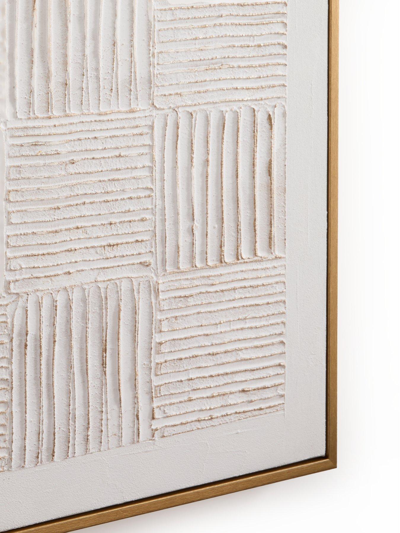  image of very-home-white-carved-squares-wall-art-60x60cm