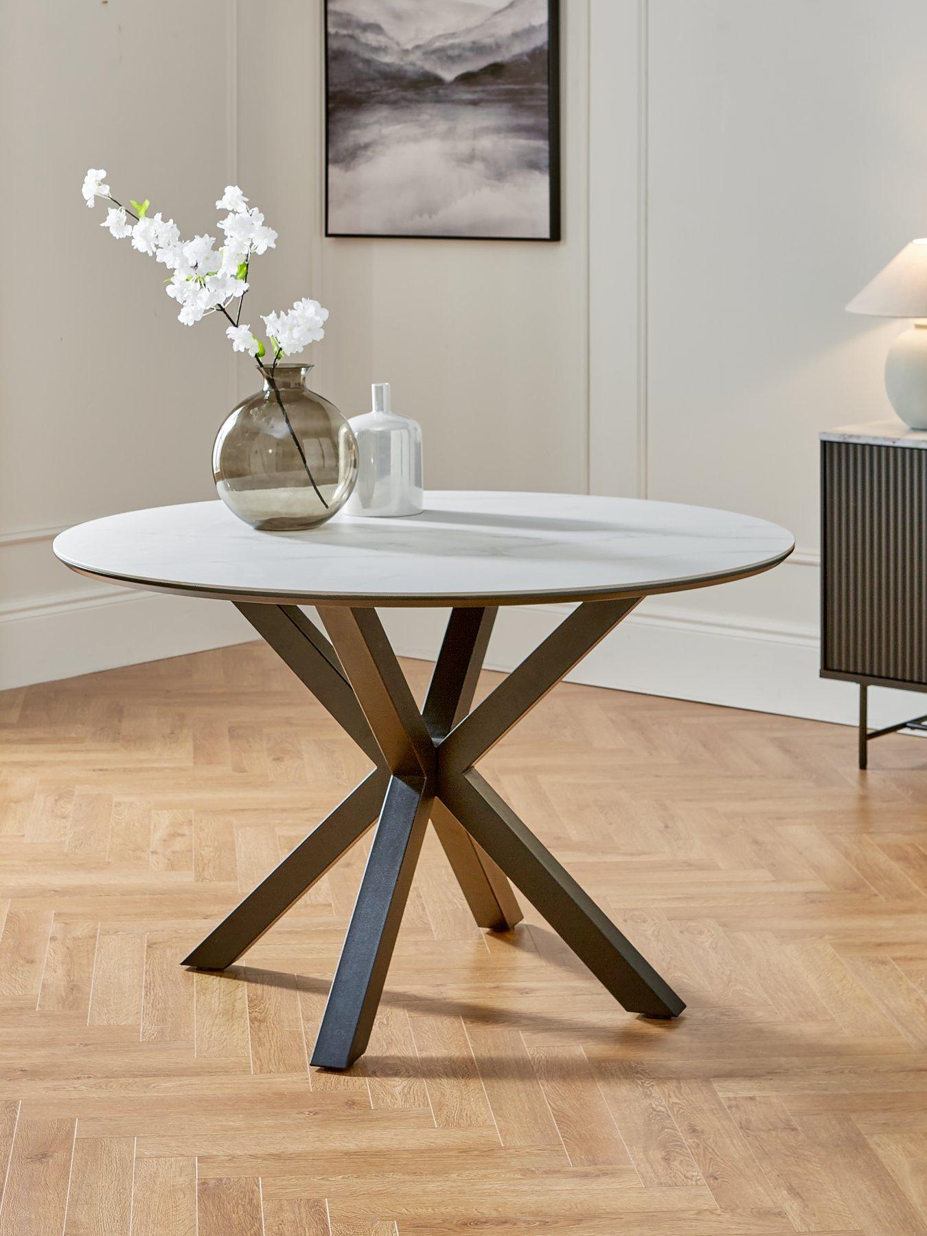The Very Collection Arabella 120 cm Ceramic Round Dining Table - Black/White - FSC® Certified