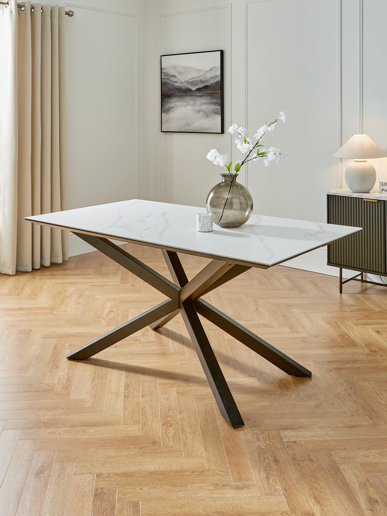 Very Home Arabella 160 cm Ceramic Dining Table - White/Black - FSC® Certified