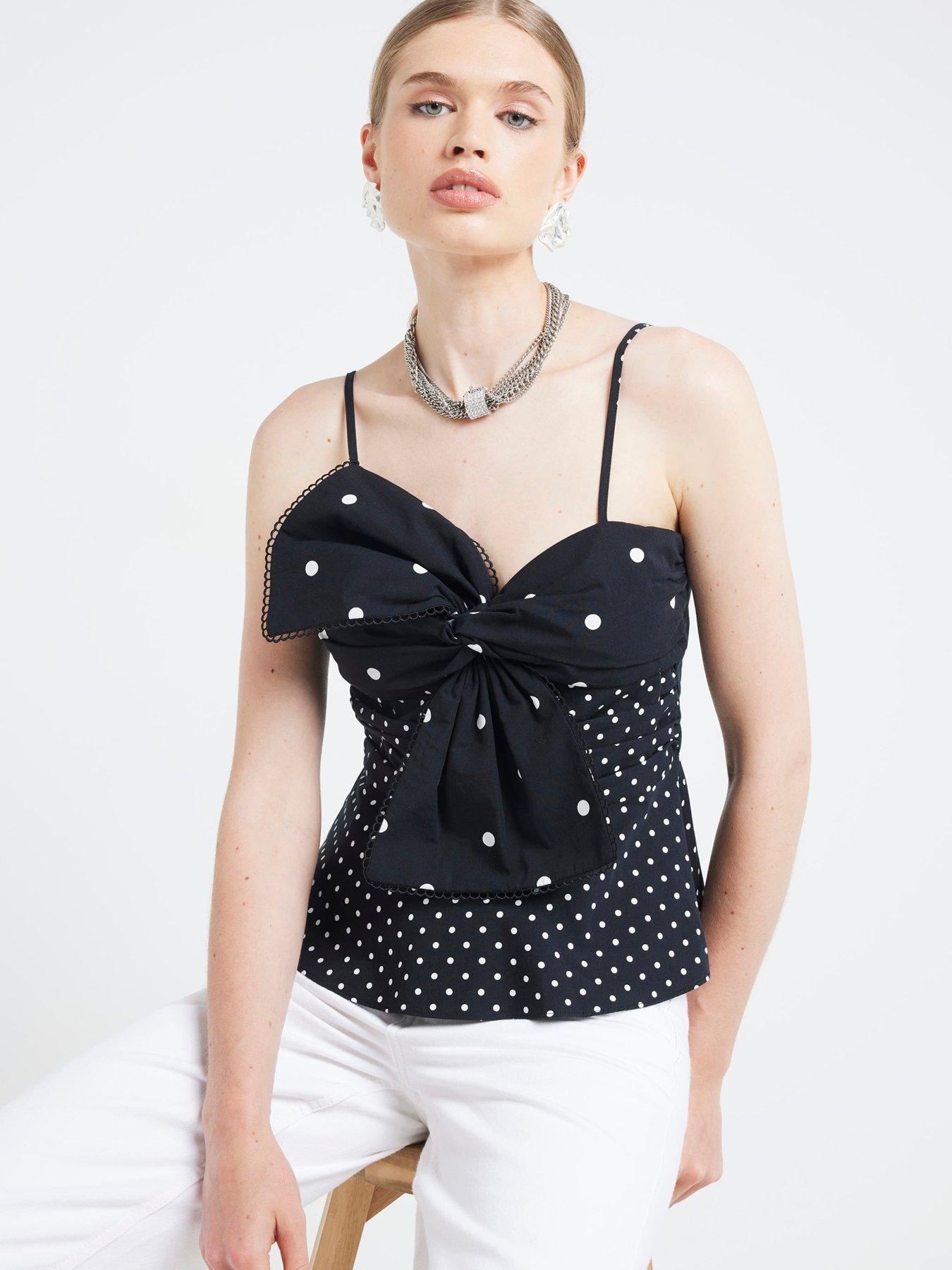 undefined Poka Dot Bow Detail Cami - Black