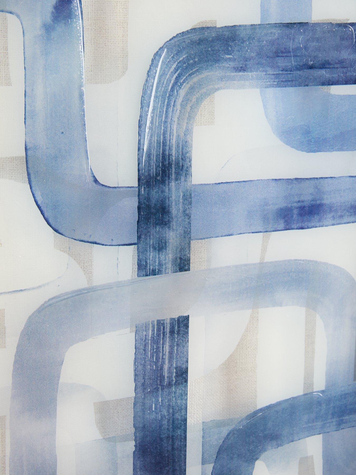  image of very-home-set-of-2-blue-line-glass-wall-art-40x30cm