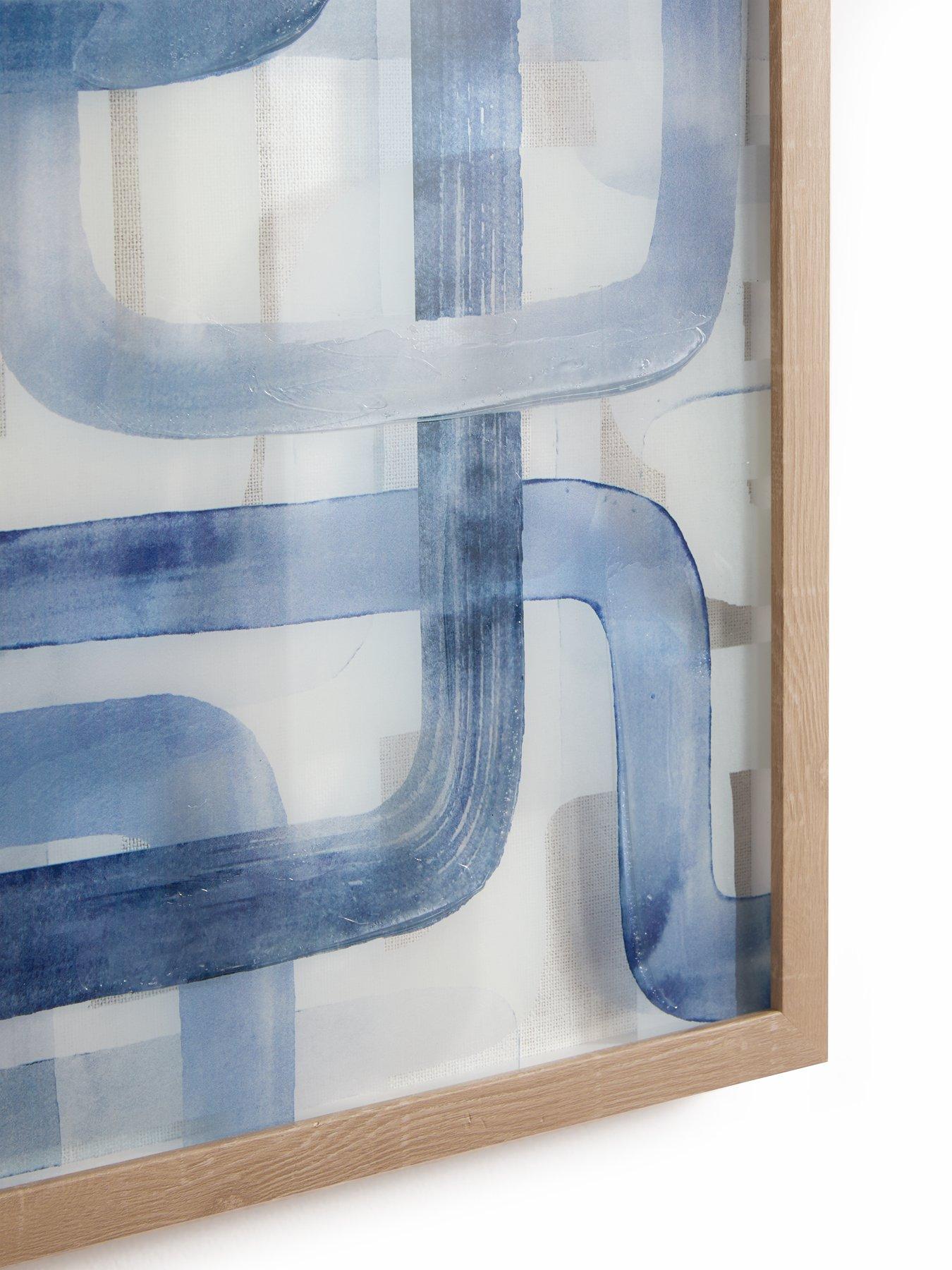  image of very-home-set-of-2-blue-line-glass-wall-art-40x30cm
