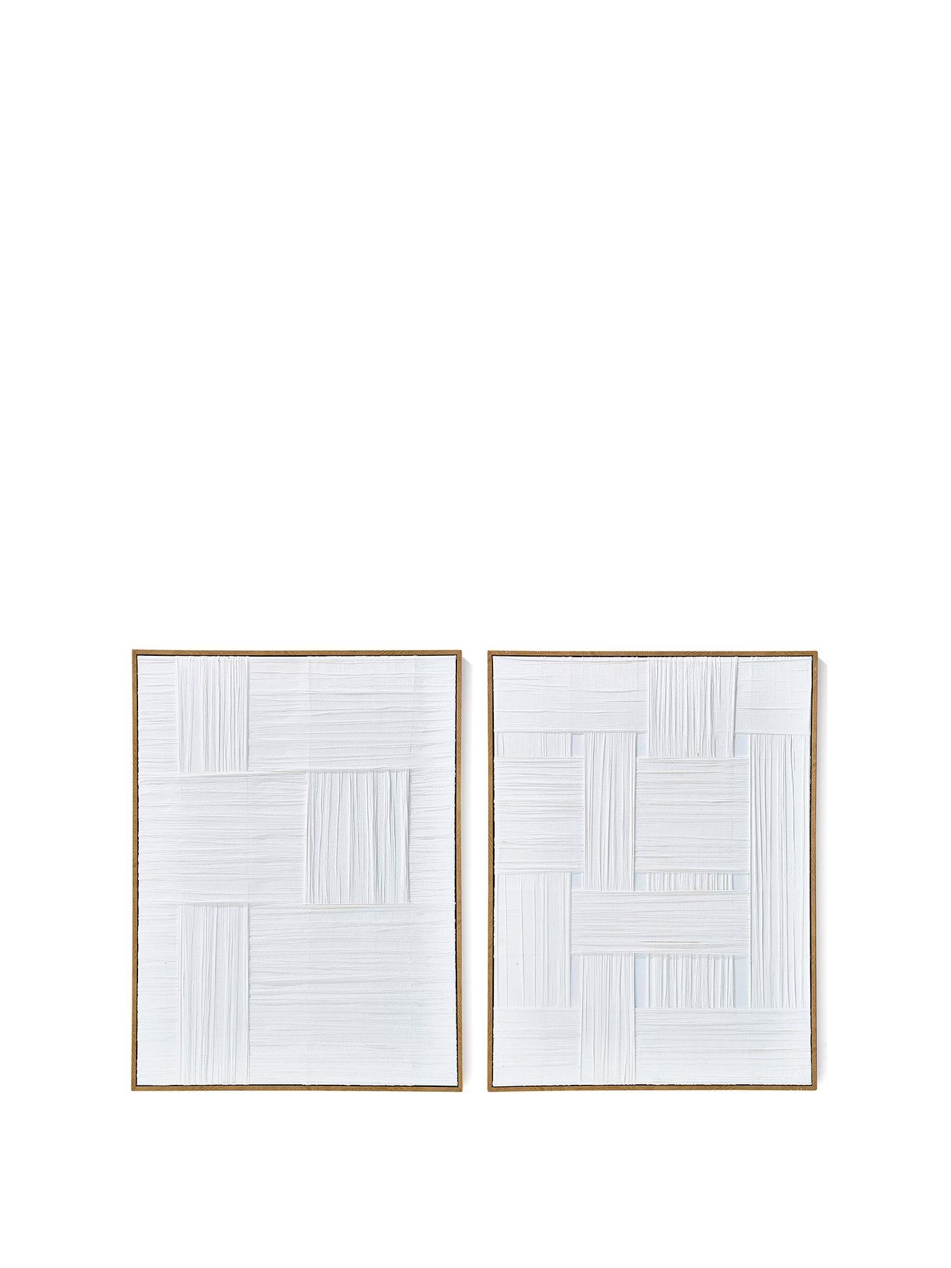 Image 2 of 5 of Michelle Keegan Home Set of 2 White Woven Fabric Canvas 80x60cm - FSC&reg; Certified