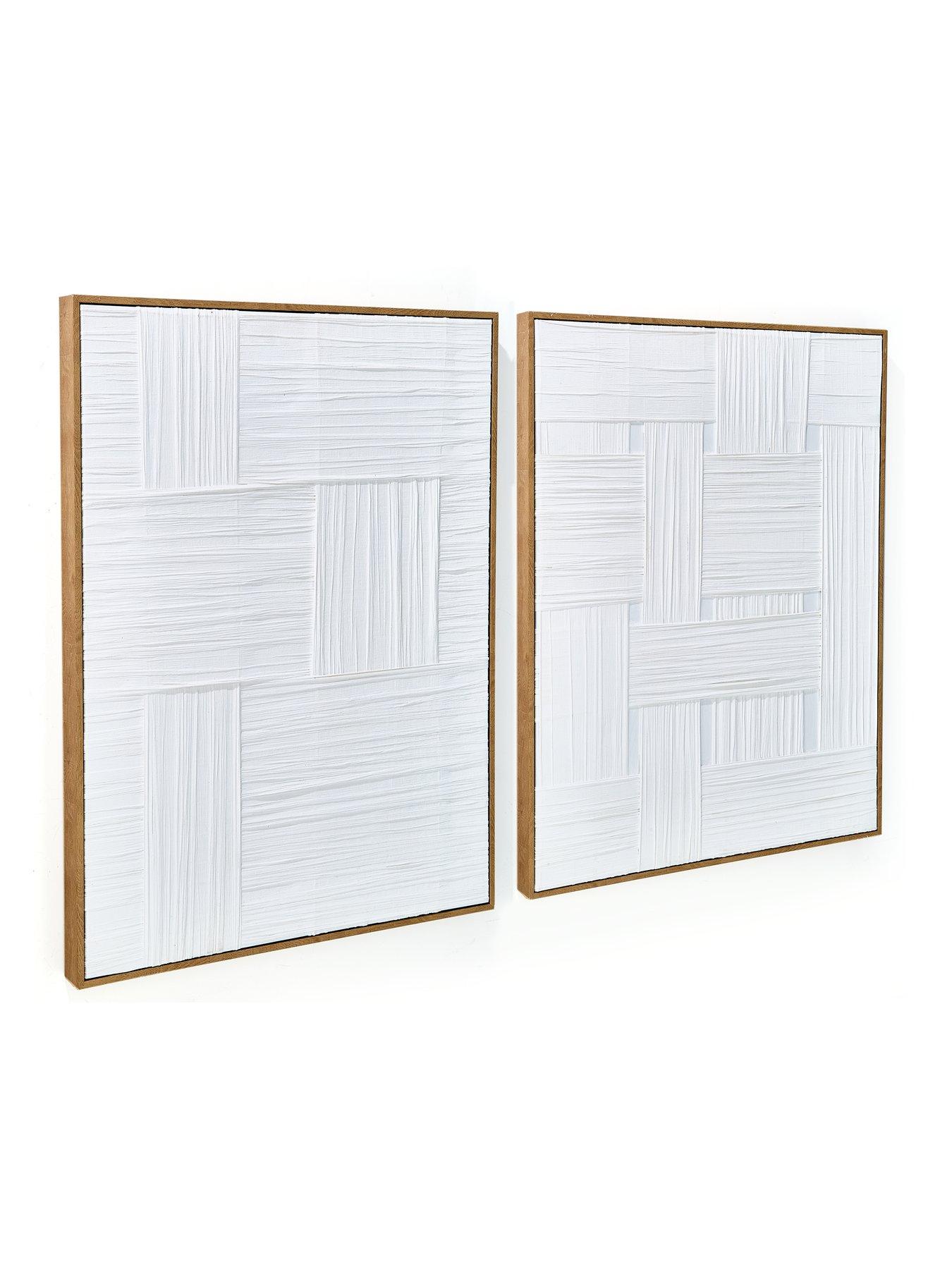 Image 3 of 5 of Michelle Keegan Home Set of 2 White Woven Fabric Canvas 80x60cm - FSC&reg; Certified