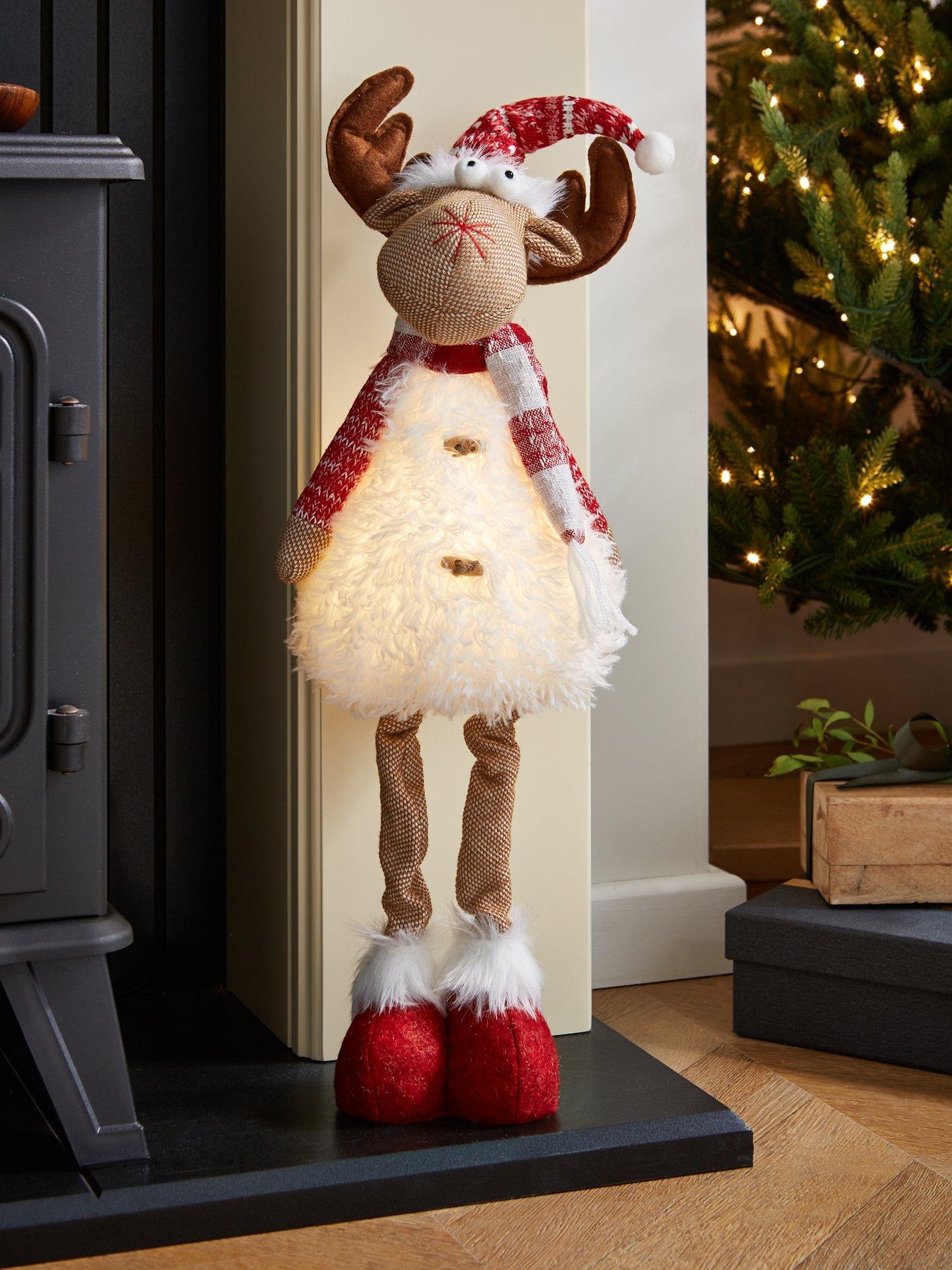 The Very Collection 26 inch Standing Reindeer with Light Up Tummy Christmas Decoration