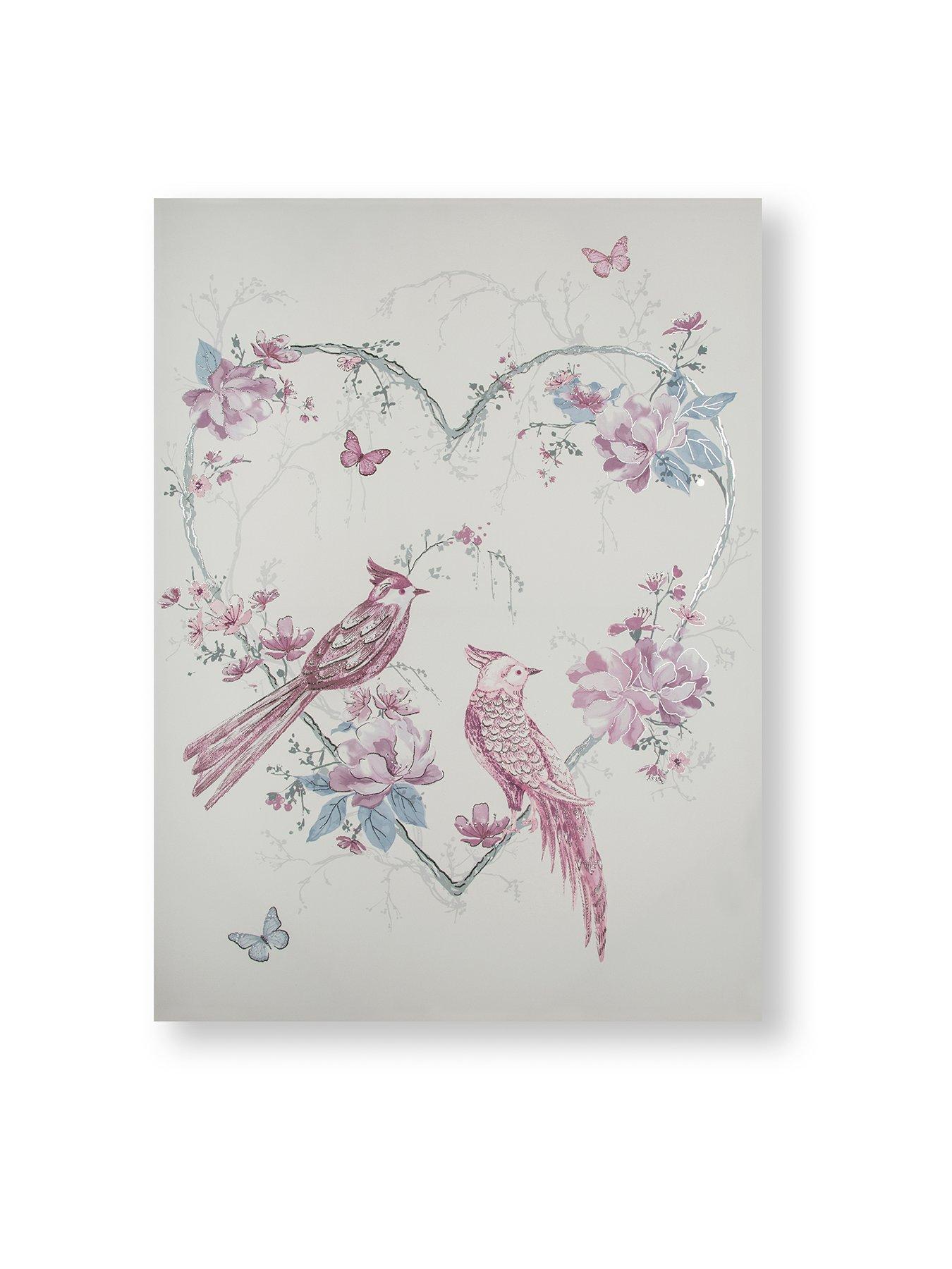  image of art-for-the-home-elegant-songbird-canvas-with-metallic-foil-aamp-glitter