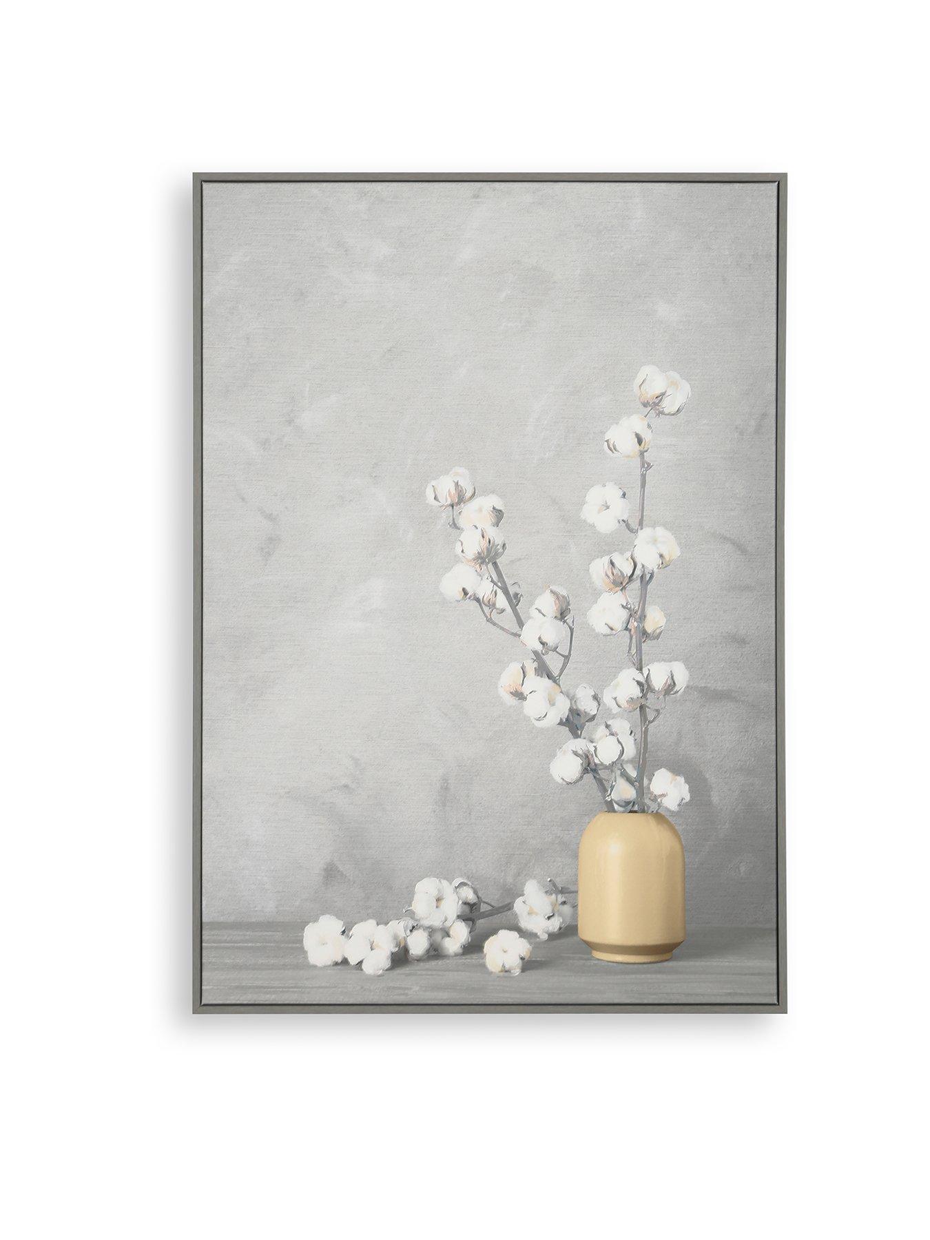  image of art-for-the-home-cotton-flower-sprigs-framed-canvas