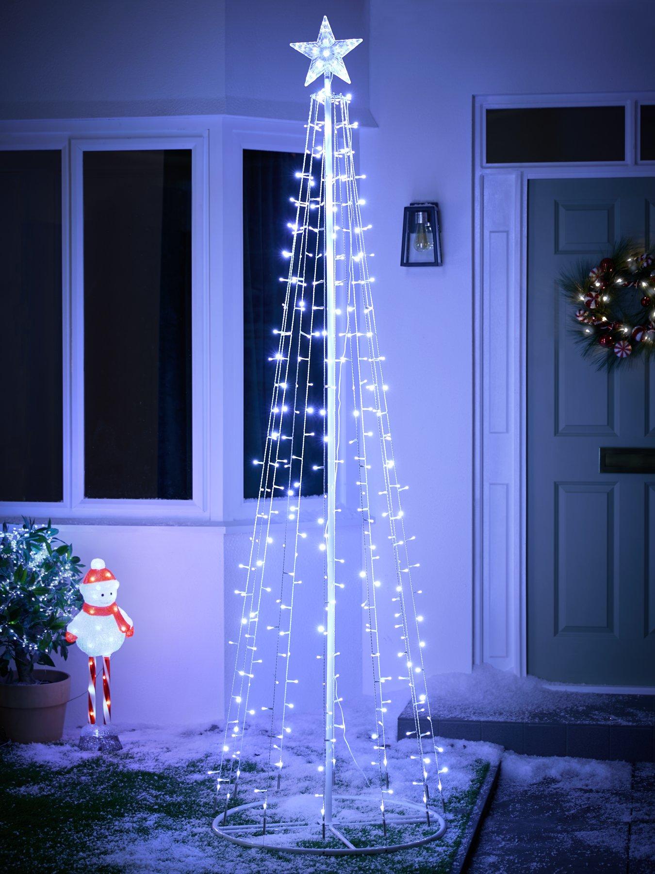 Very Home 2.4m LED Metal Cone Outdoor Christmas Tree with Star Topper