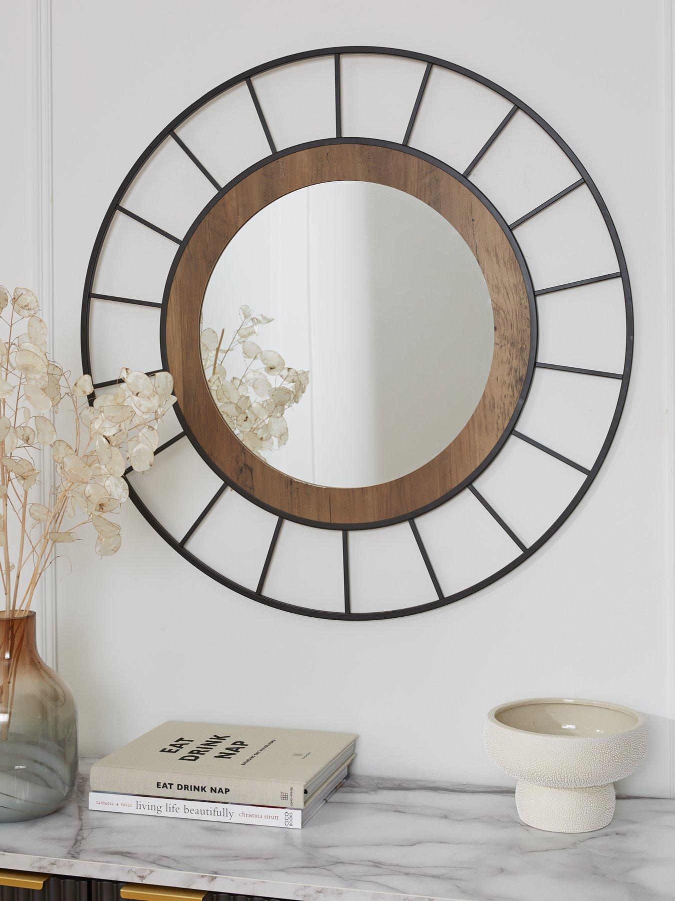 Image 1 of 6 of Very Home Black Wire Edge Mirror with Wooden Inner Frame 80cm
