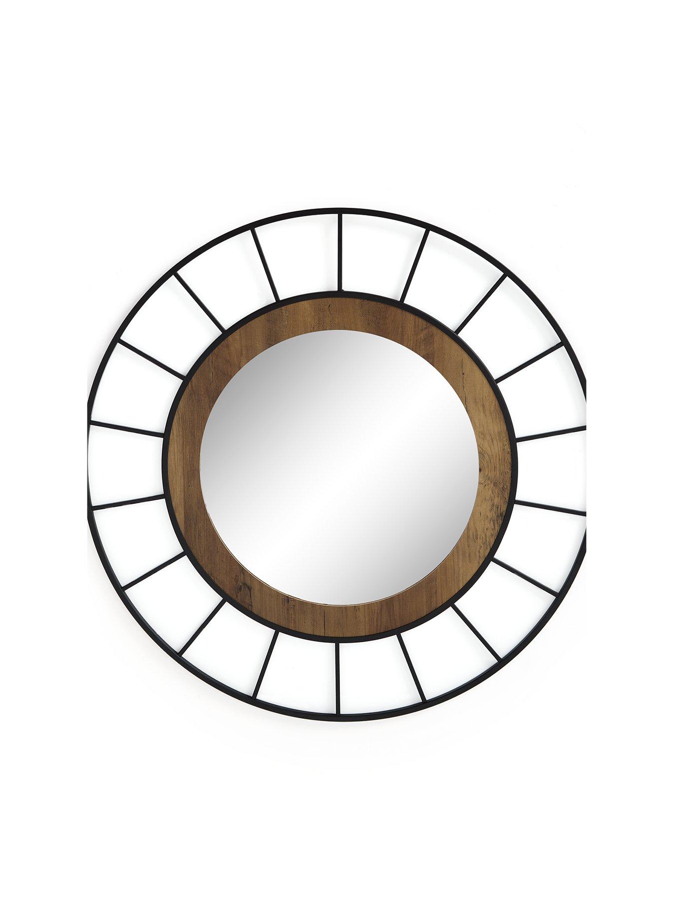 Image 2 of 6 of Very Home Black Wire Edge Mirror with Wooden Inner Frame 80cm