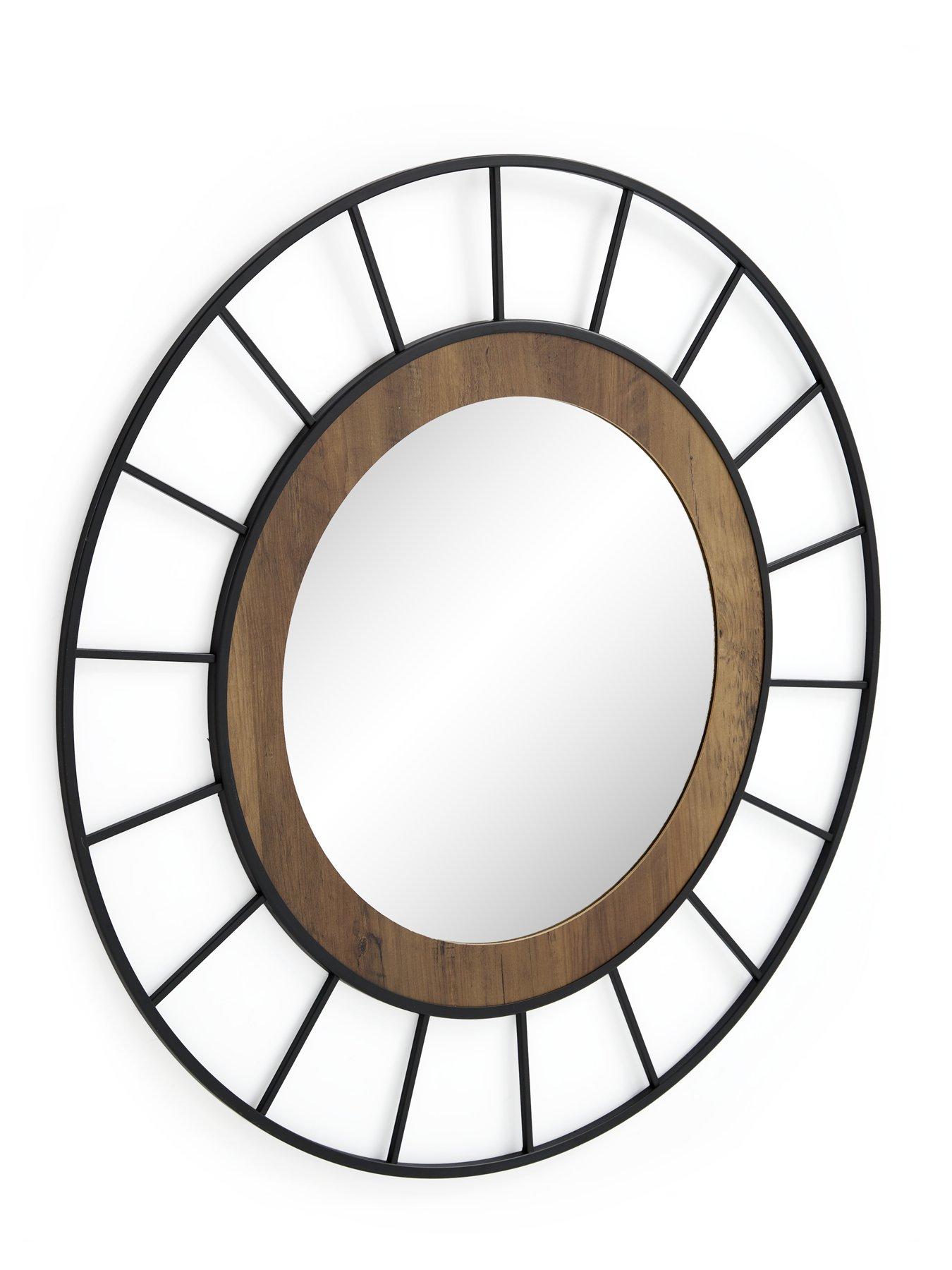  image of the-very-collection-black-wire-edge-mirror-with-wooden-inner-frame-80cm