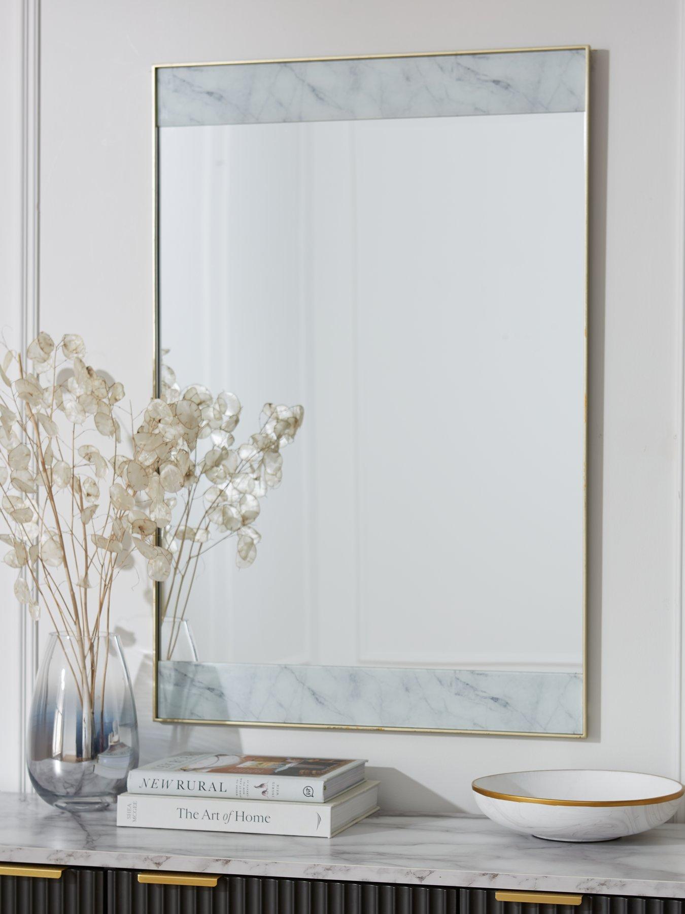 The Very Collection Marble/Brass Wall Mirror 91x61cm