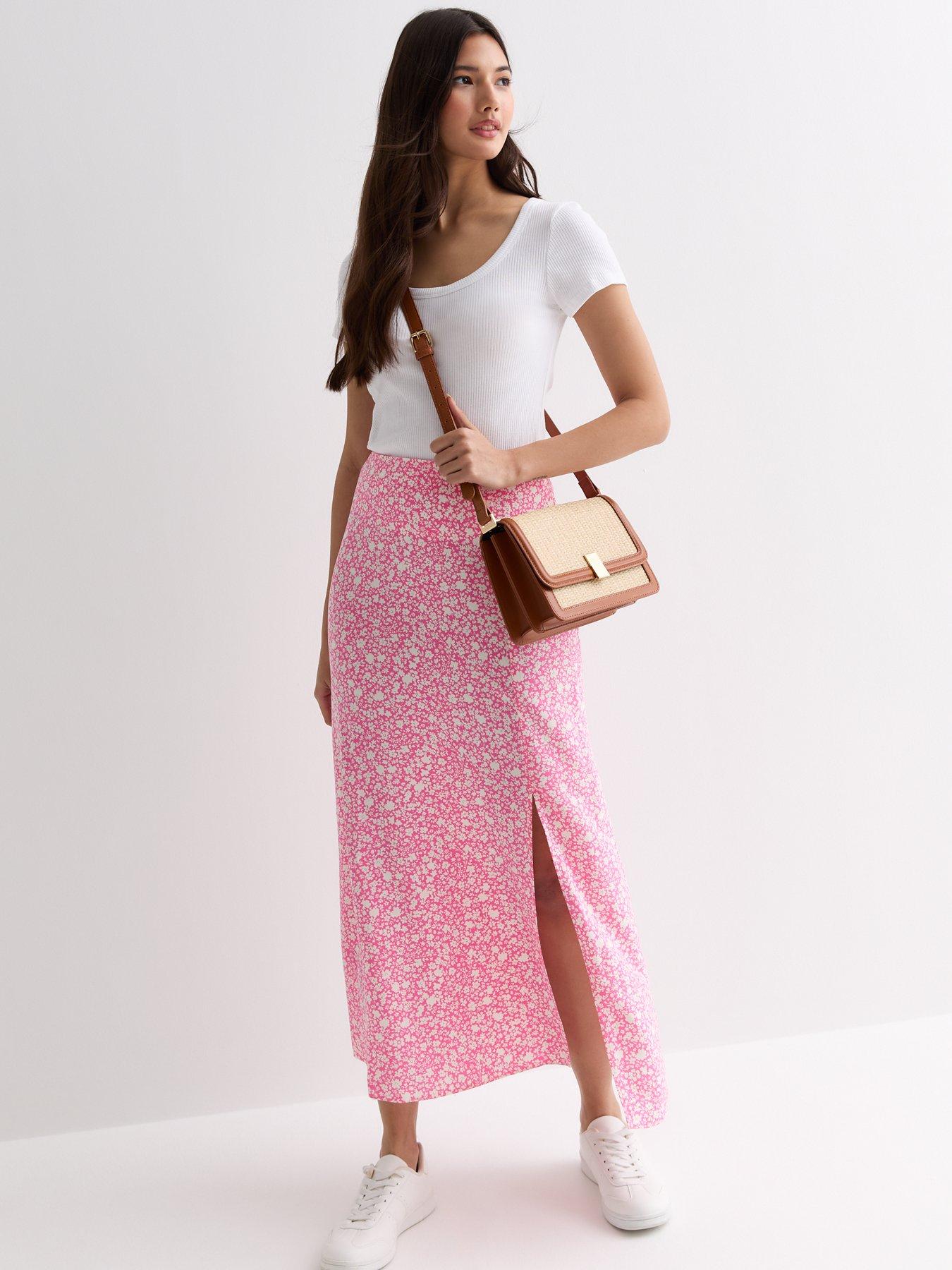 Pink midi skirt new look hotsell