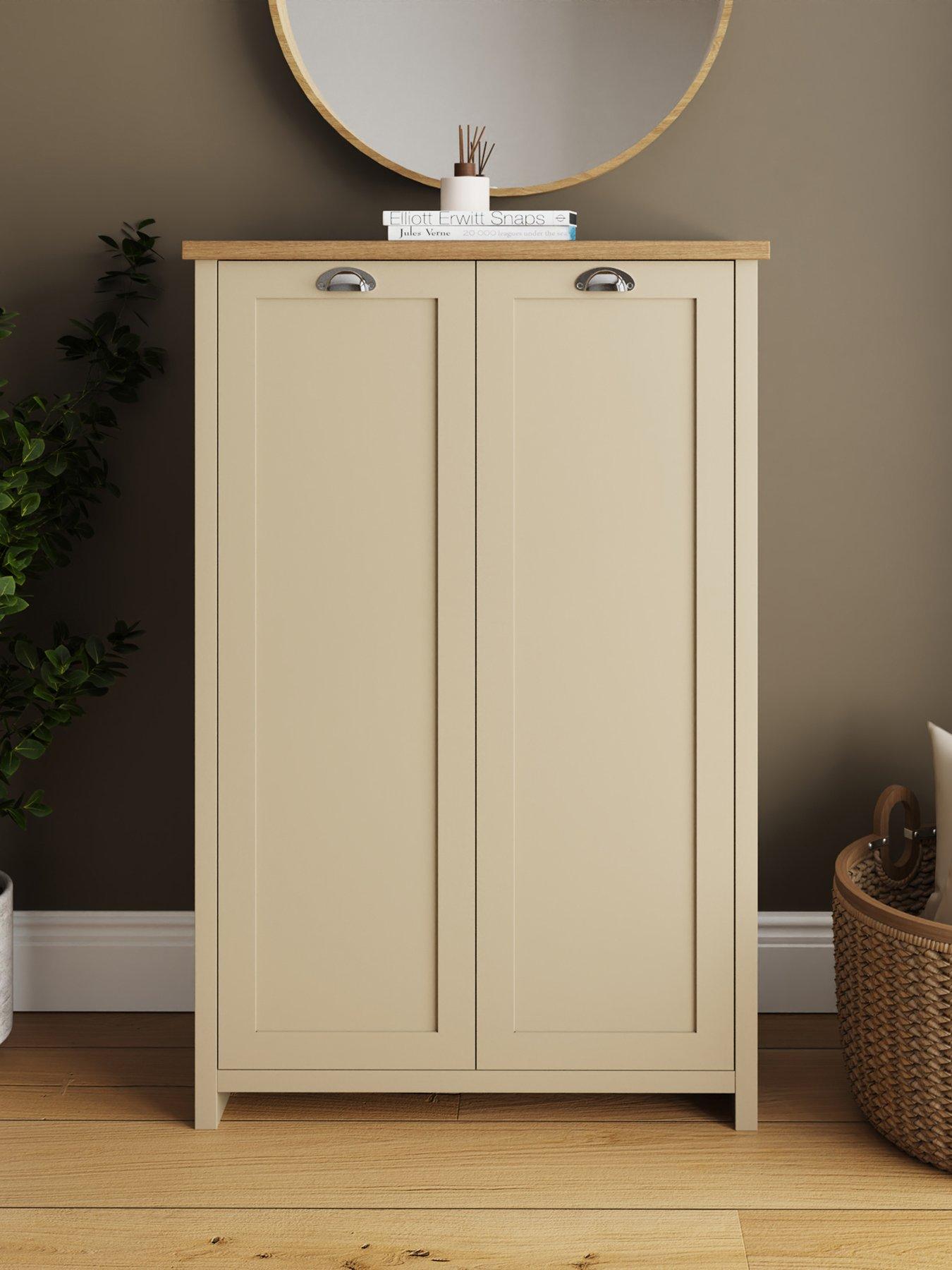 GFW Lancaster 2 Door Shoe Cabinet - Cream/Oak - FSC® Certified