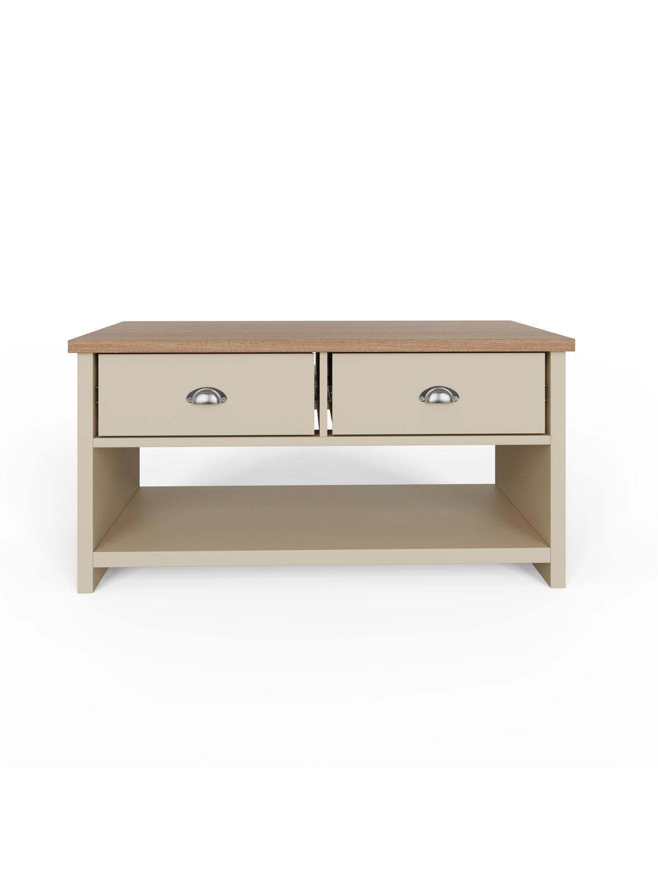 Image 3 of 6 of GFW Lancaster 2 Drawer Coffee Table - Cream/Oak