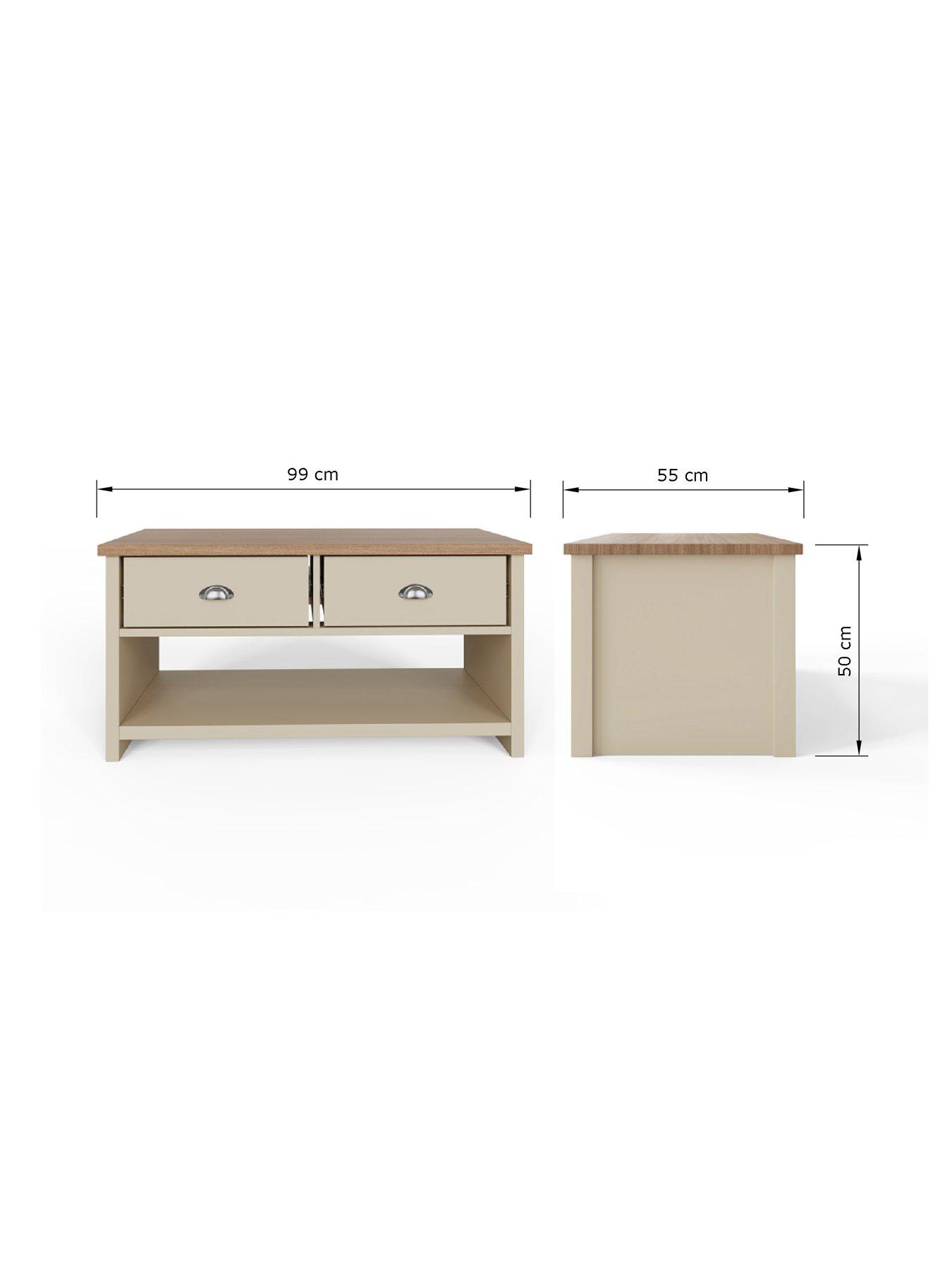 Image 6 of 6 of GFW Lancaster 2 Drawer Coffee Table - Cream/Oak