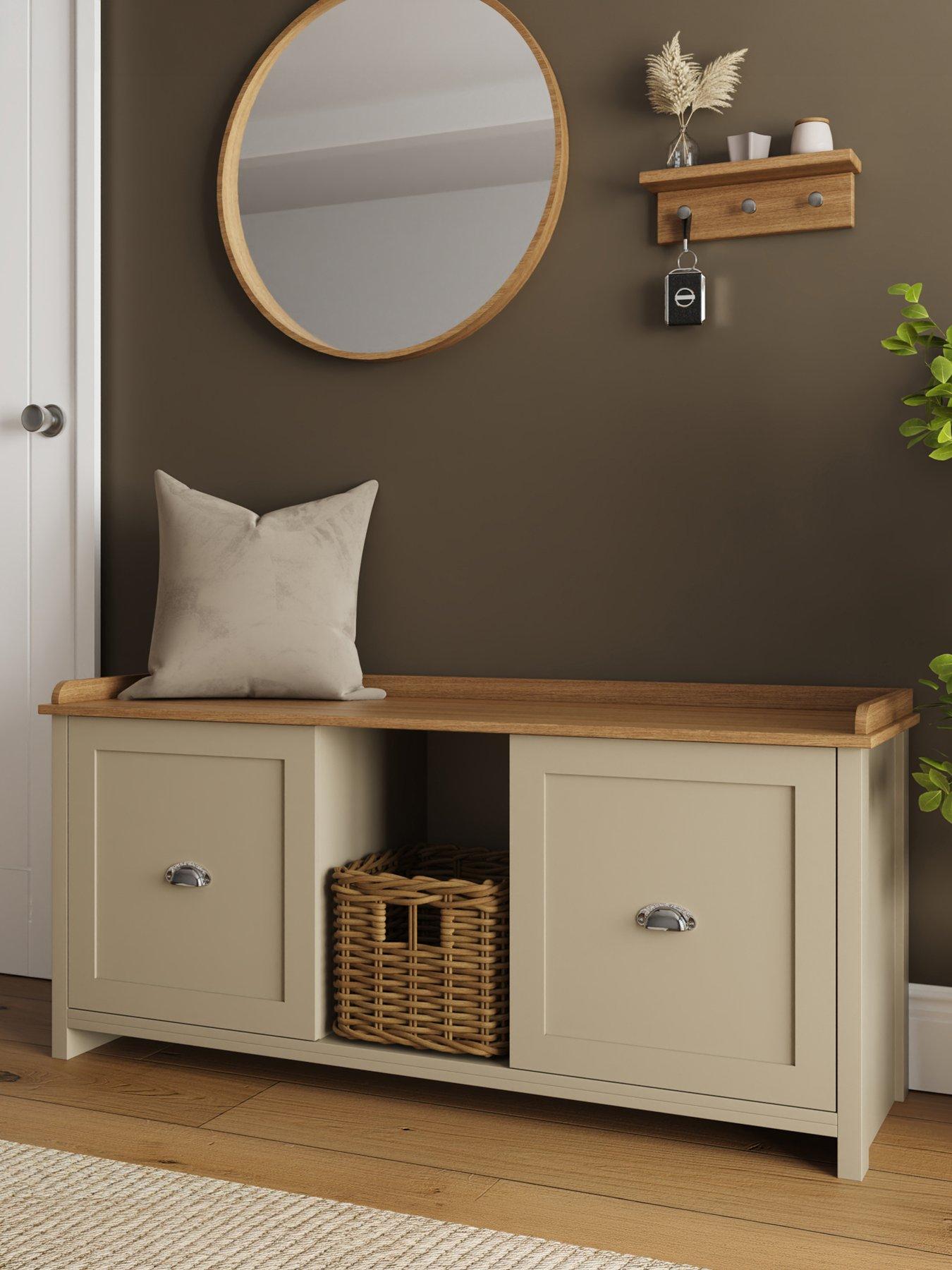 GFW Lancaster 2 Door Shoe Bench - Cream/Oak - FSC® Certified