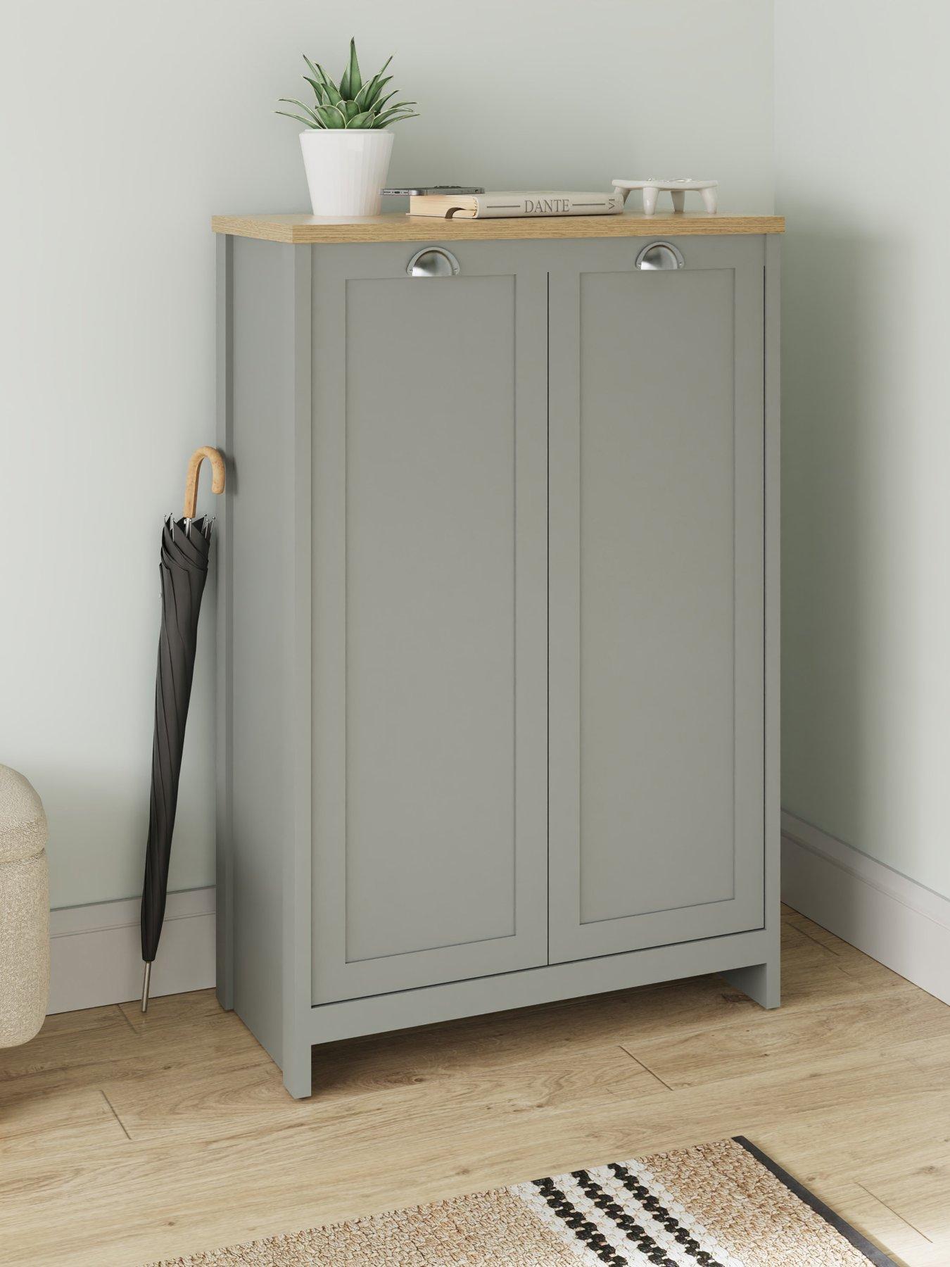 GFW Lancaster 2 Door Shoe Cabinet - Grey - FSC® Certified