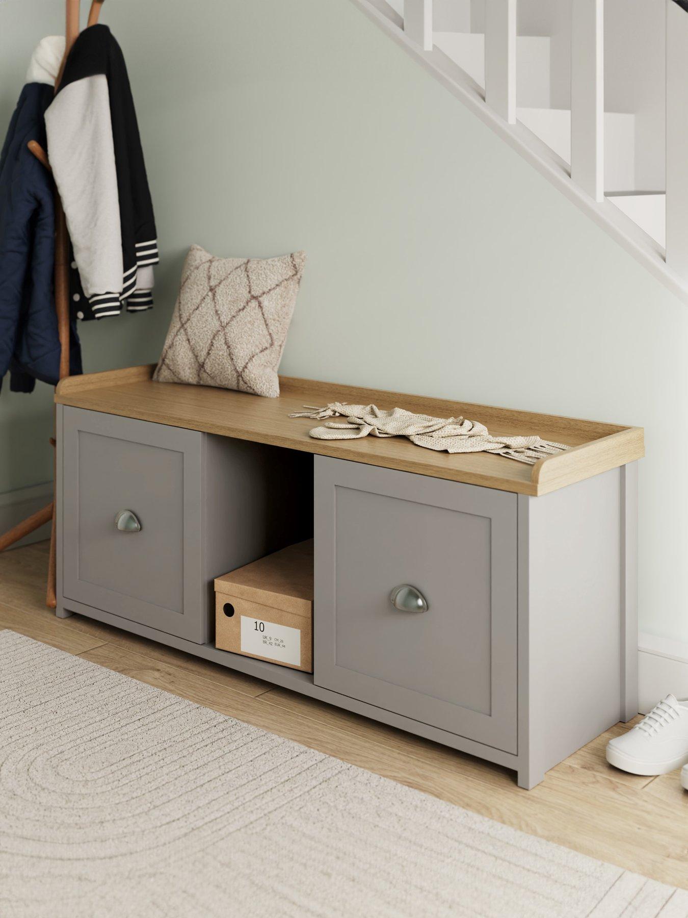 front image of gfw-lancaster-2-door-shoe-bench-grey