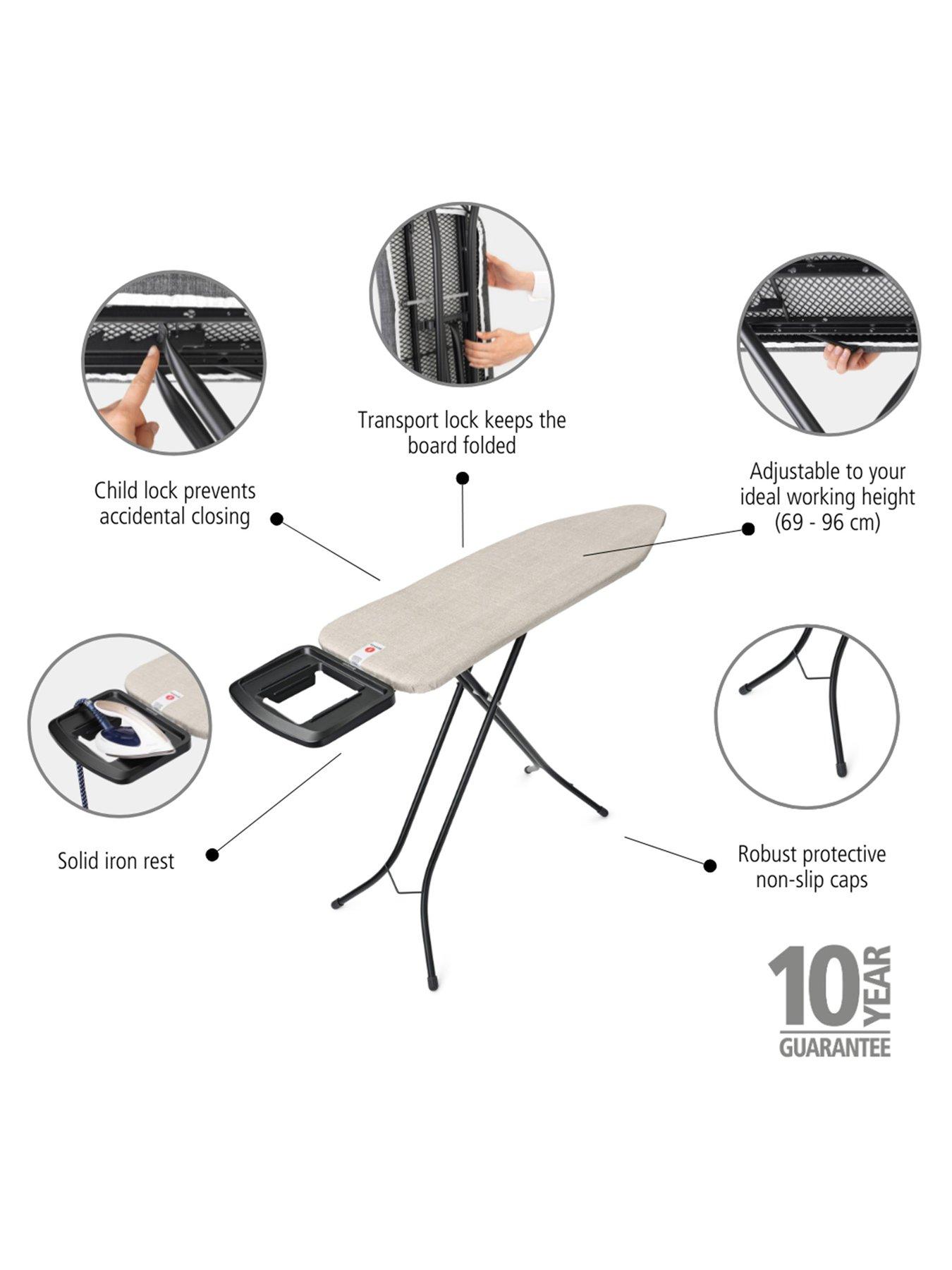  image of brabantia-ironing-board-b-with-grey-denim-print-cover
