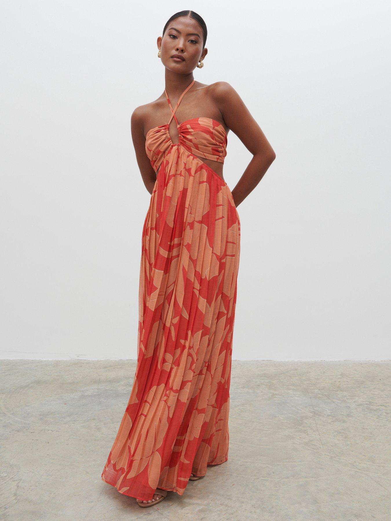 Lucie Cut Out Summer Maxi Dress Orange