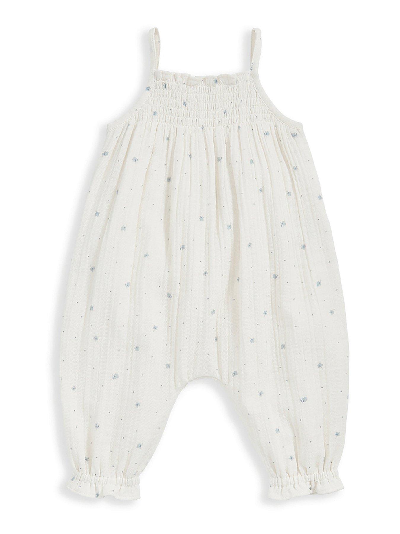 Mamas & Papas Baby Girls Ditsy Strappy Romper White