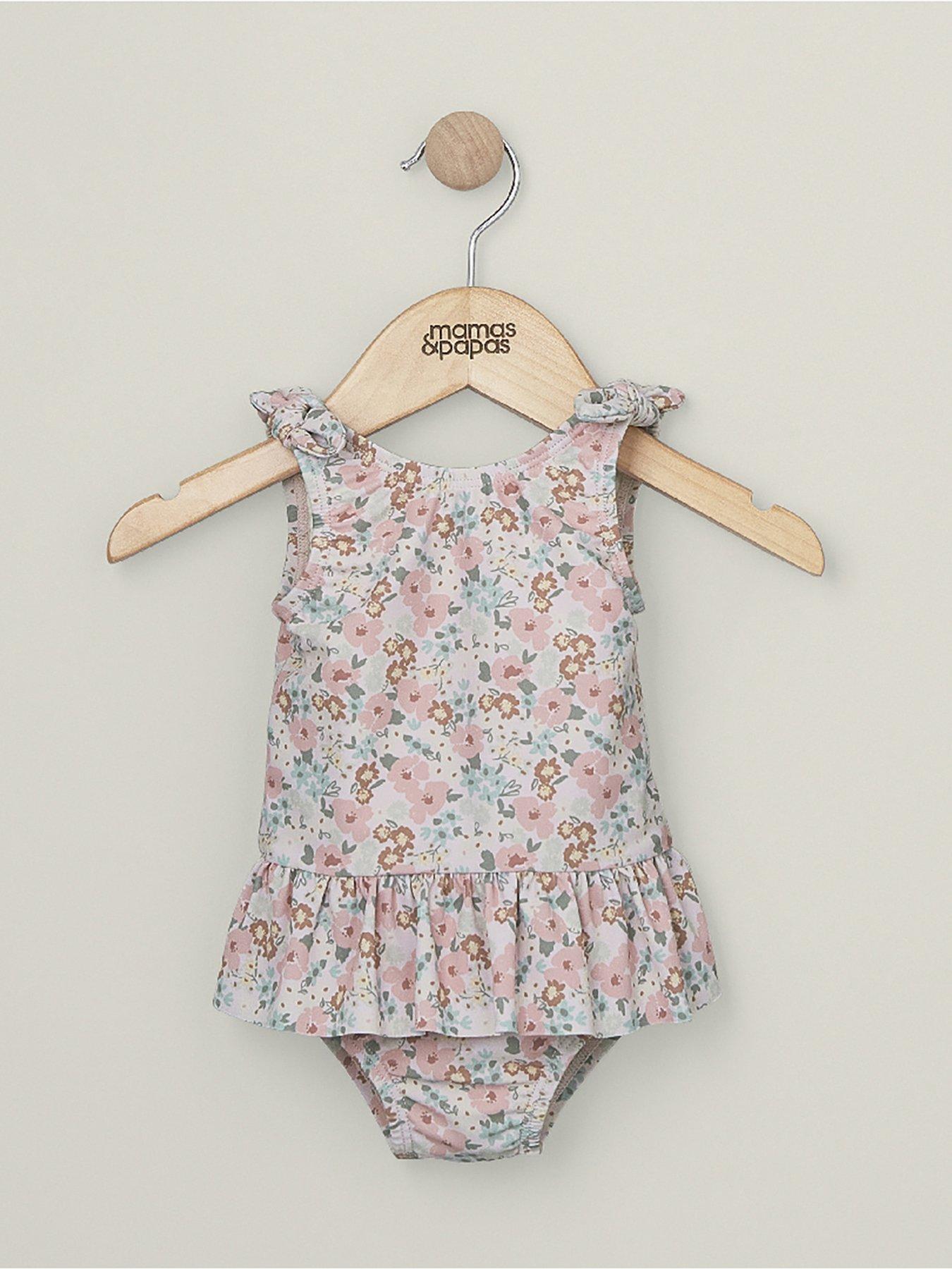 Mamas Papas Baby Girls Floral Print Swimsuit Pink littlewoods