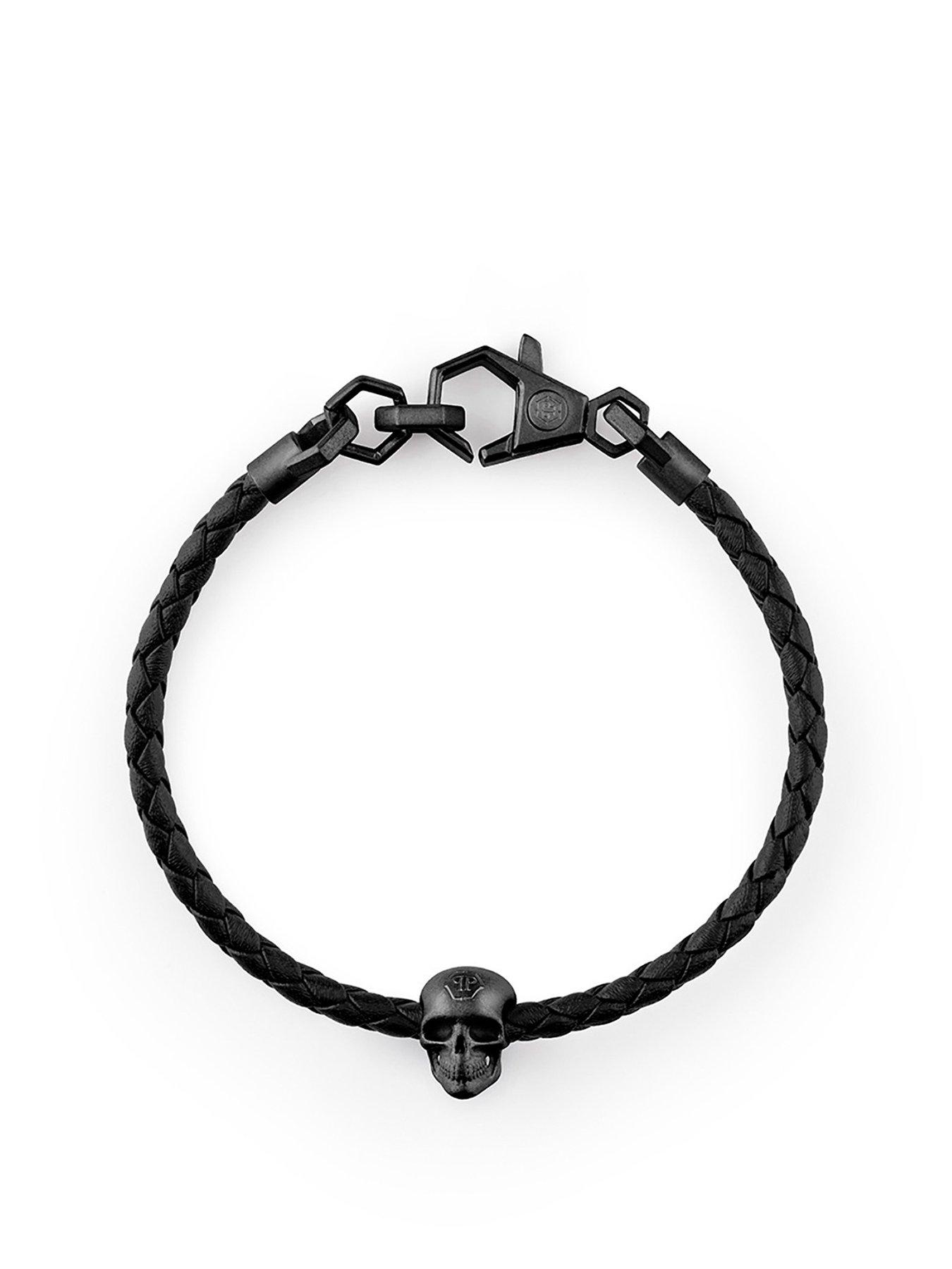 undefined FRIENDSHIP SKULL IP Black BLACK leather bracelet
