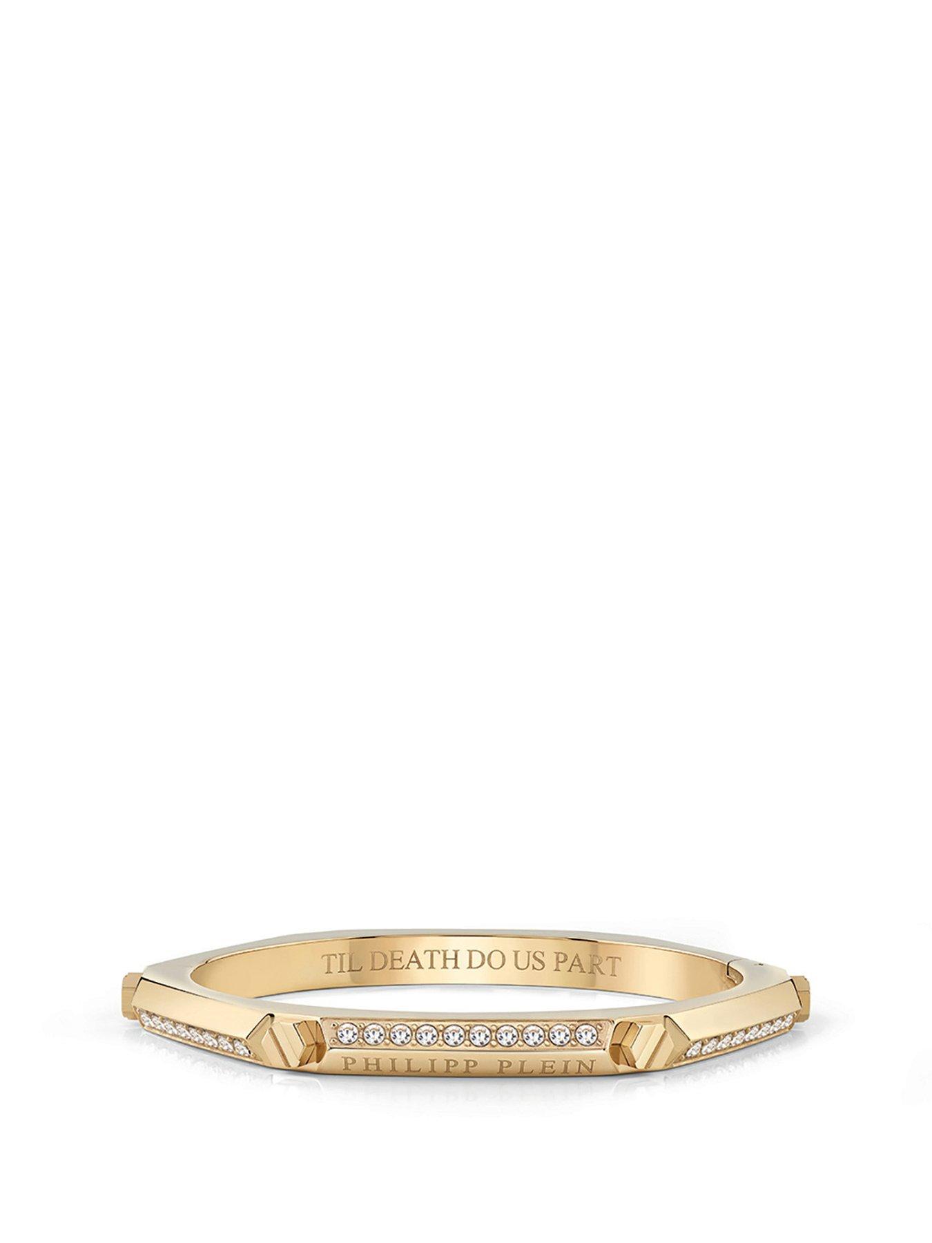 undefined CUFF crystal lady IP Yellow Gold bangle bracelet L