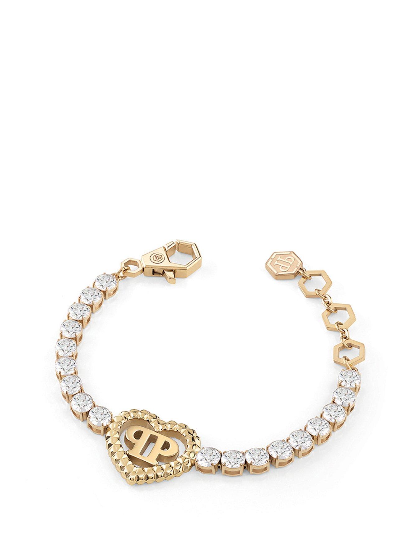 undefined ROCKED HEARTS IP Yellow Gold tennis bracelet