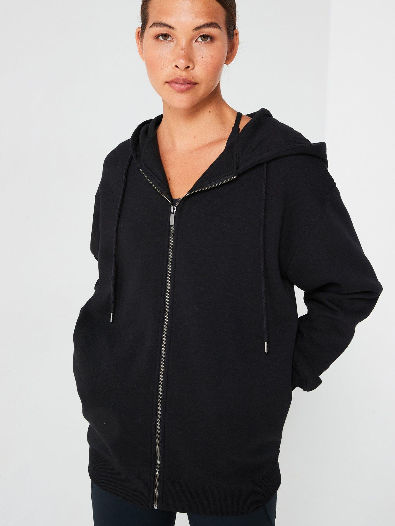 image of everyday-the-essential-oversized-zip-through-hoodie-black
