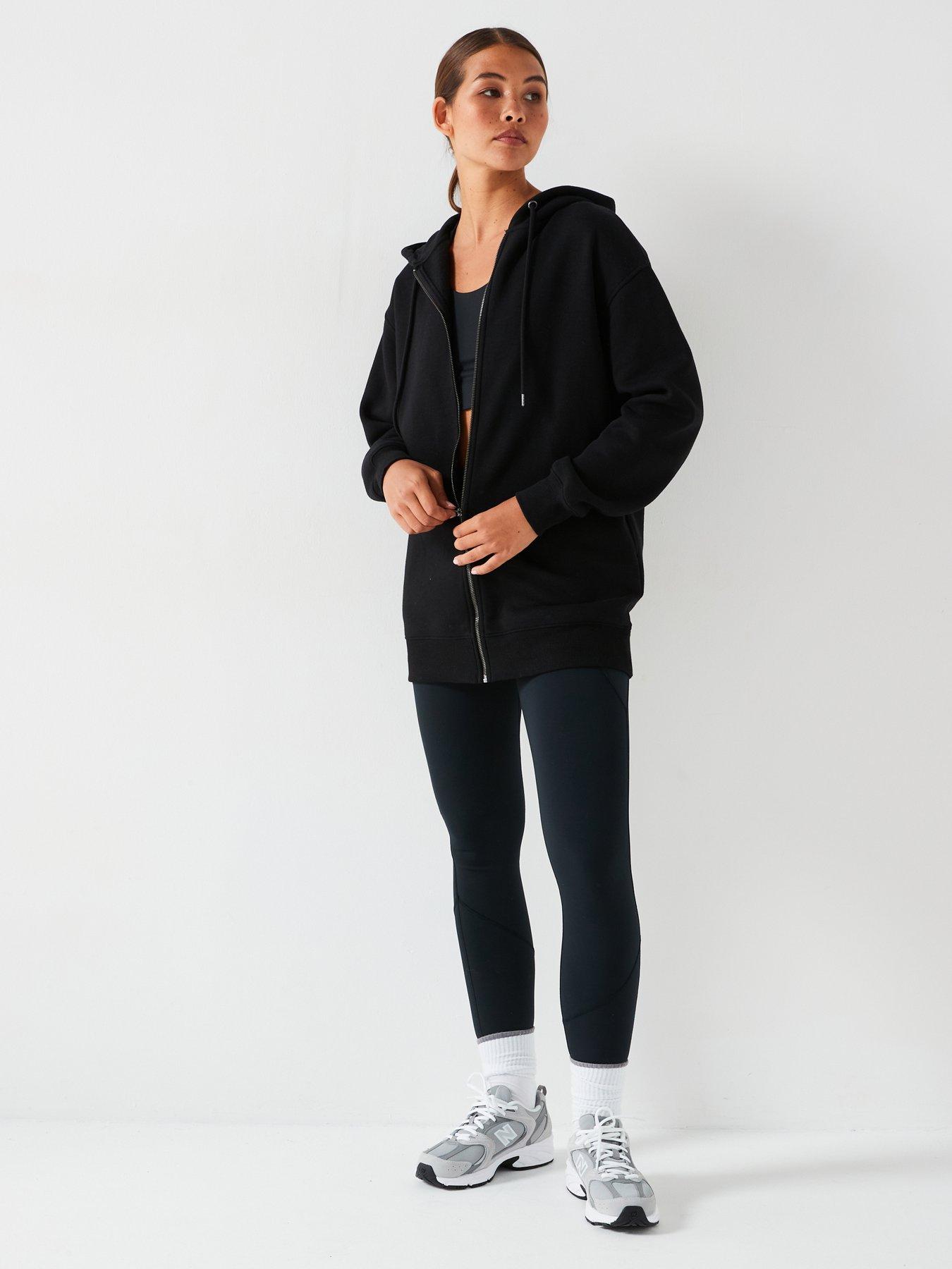  image of everyday-the-essential-oversized-zip-through-hoodie-black