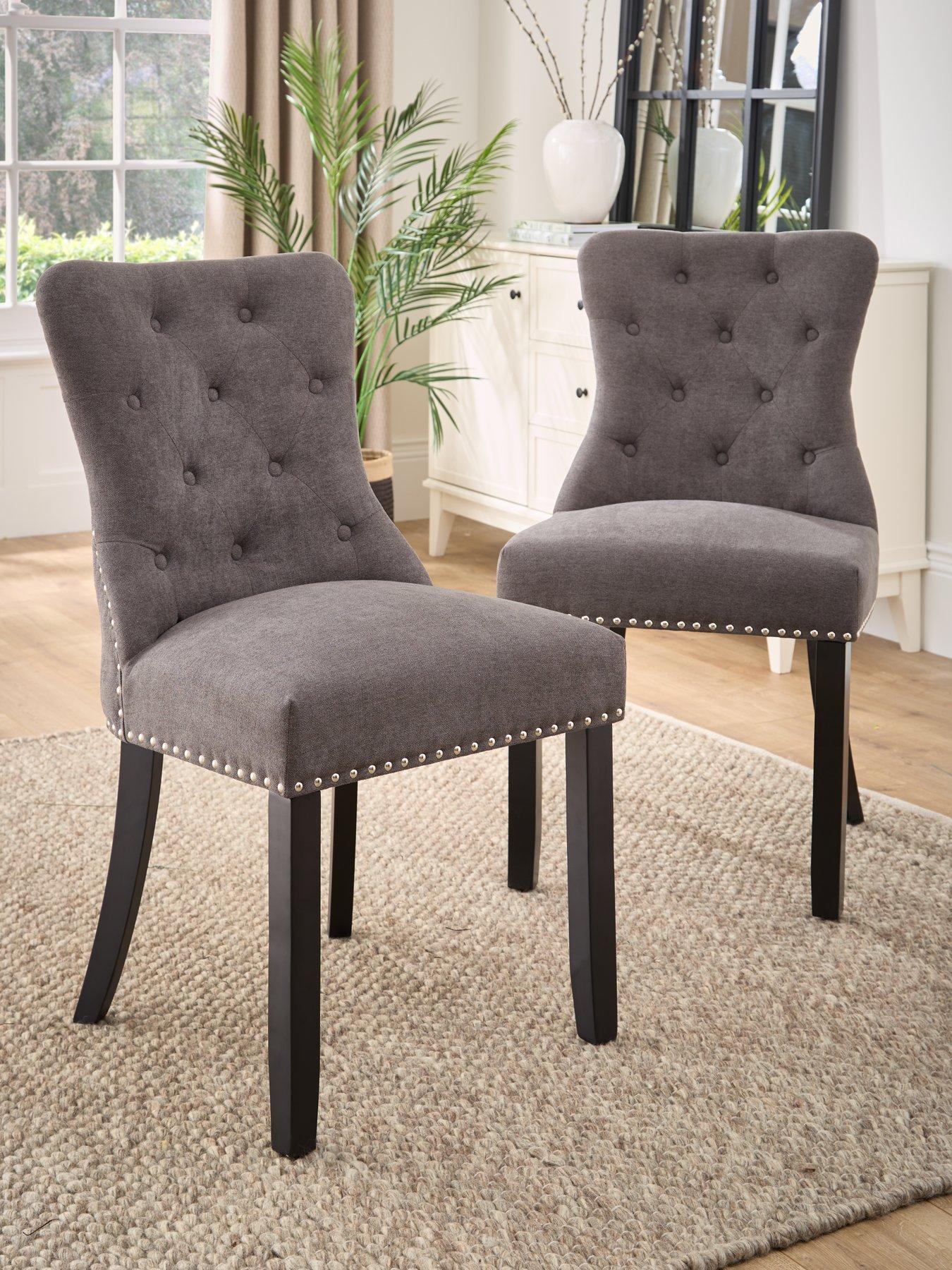 Very Home Warwick Chenille Pair Of Standard Dining Chairs - FSC Certified