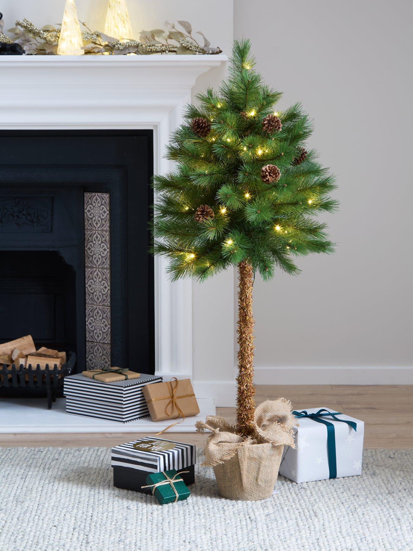 undefined 4ft Lit Parasol Christmas Tree in Hessian Bag