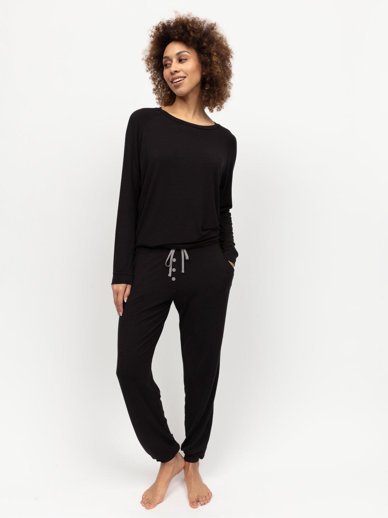  image of cyberjammies-parker-black-jersey-pyjama-bottoms-black