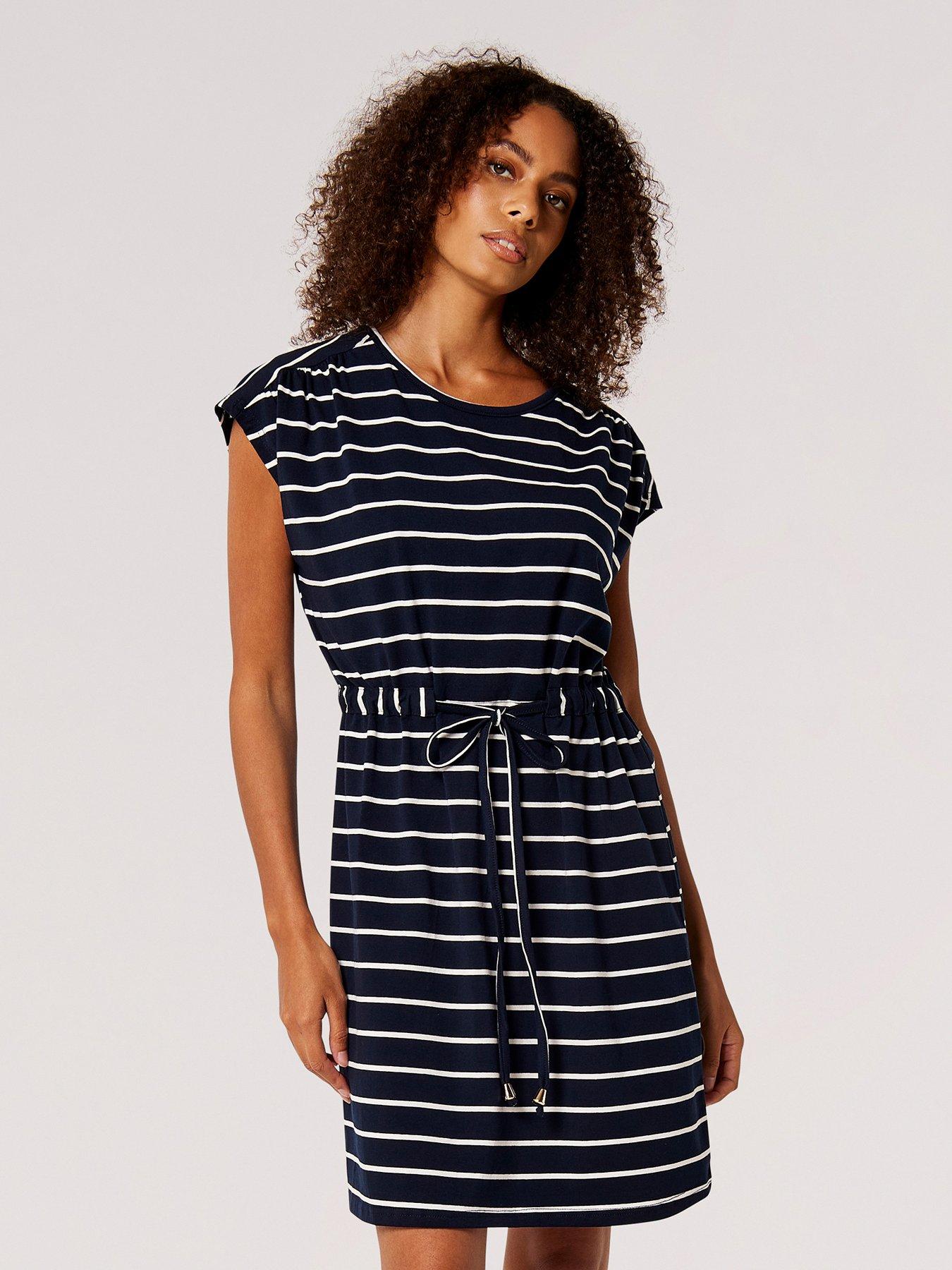 Apricot Nautical Stripe Tie Thru Dress littlewoods