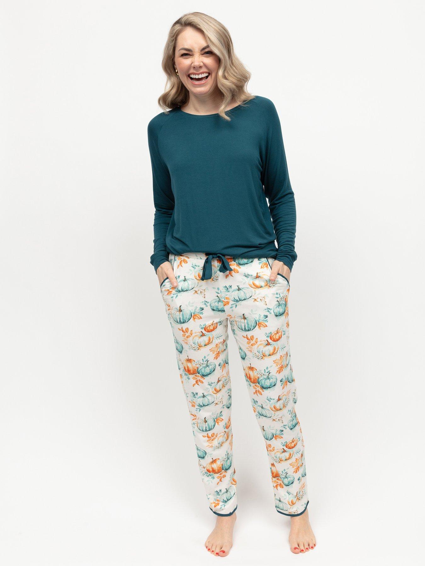 Cyberjammies Goldie Cream Pumpkin Printed Jersey Pyjama Set - Cream