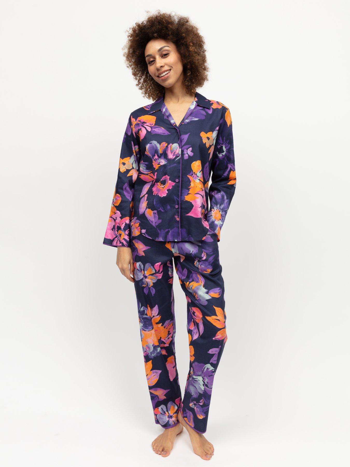 cyberjammies-edie-floral-print-long-sleeve-pyjama-set-navy