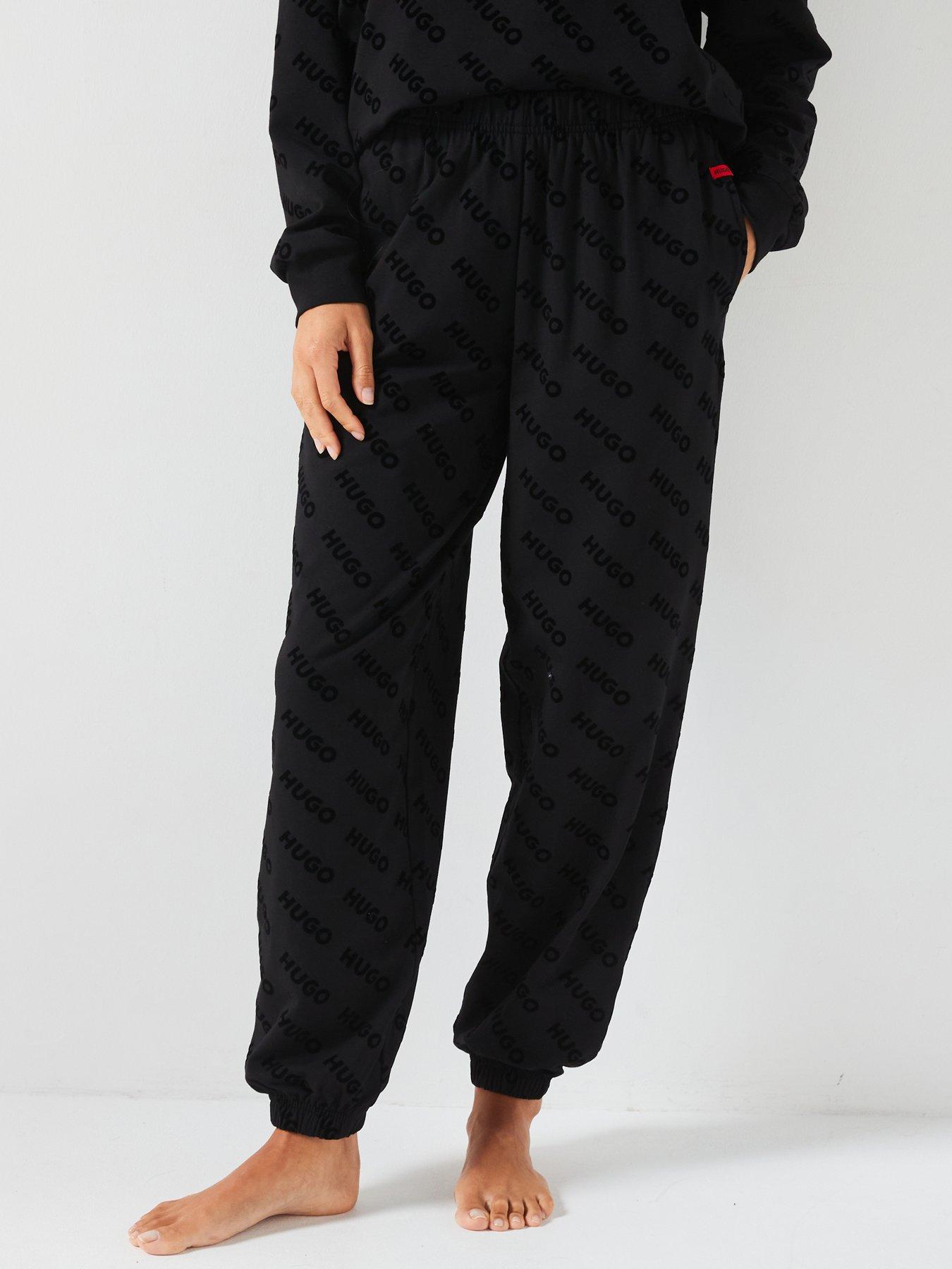 undefined Locky Flocked All Over Logo Cuffed Lounge Pant - Black