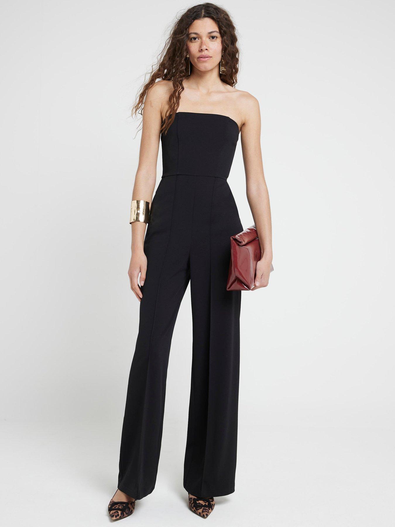 undefined Bandeau Wide Leg Jumpsuit - Black