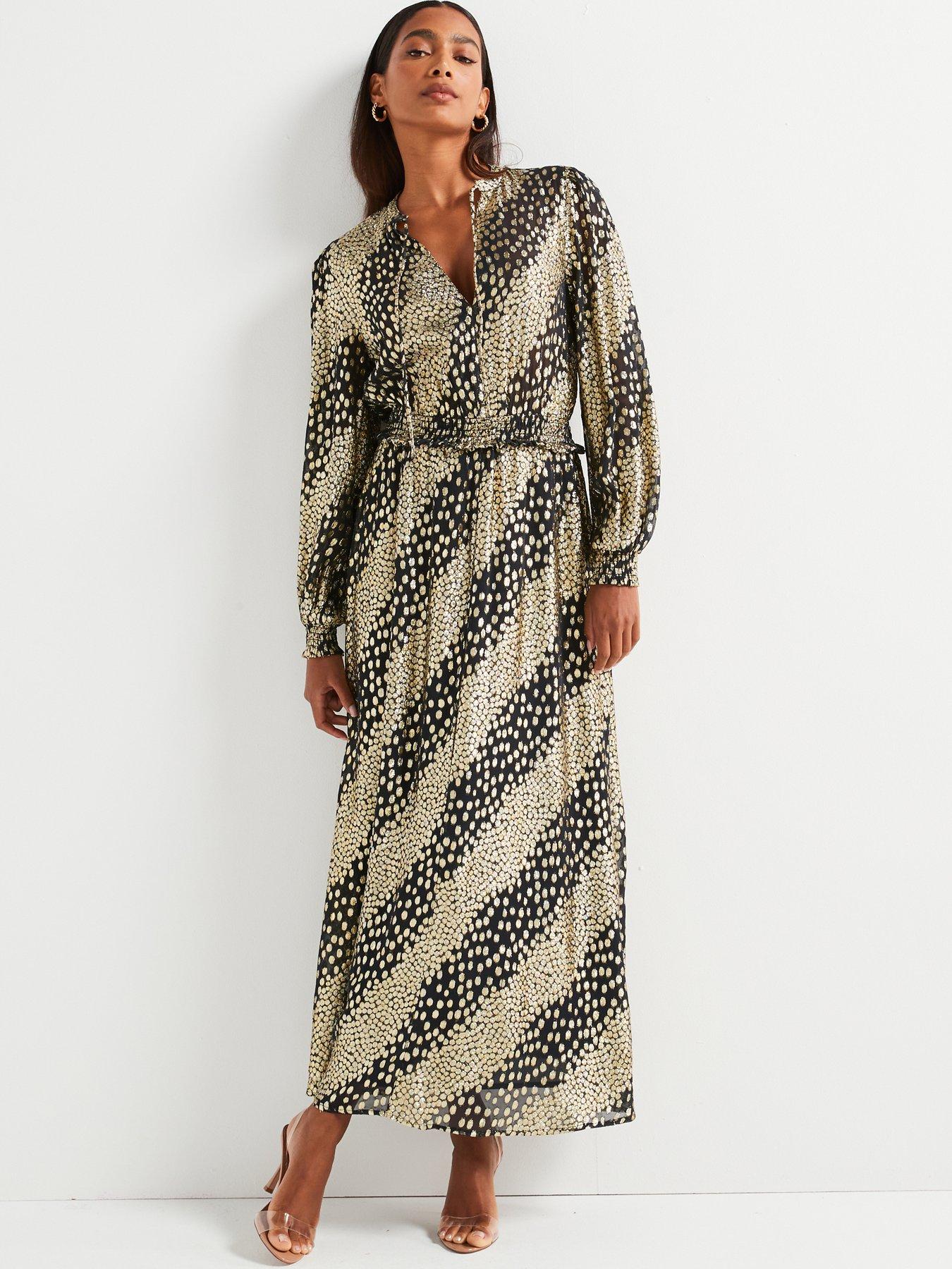 undefined Lurex Midi Dress - Gold